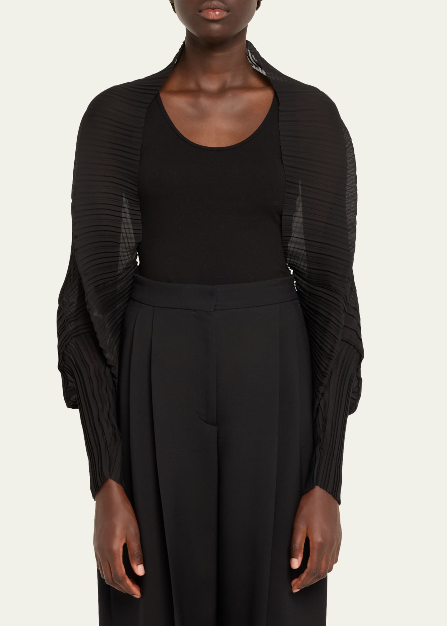 Max Mara Black Plisse Pleated Shrug Image 4 of 5