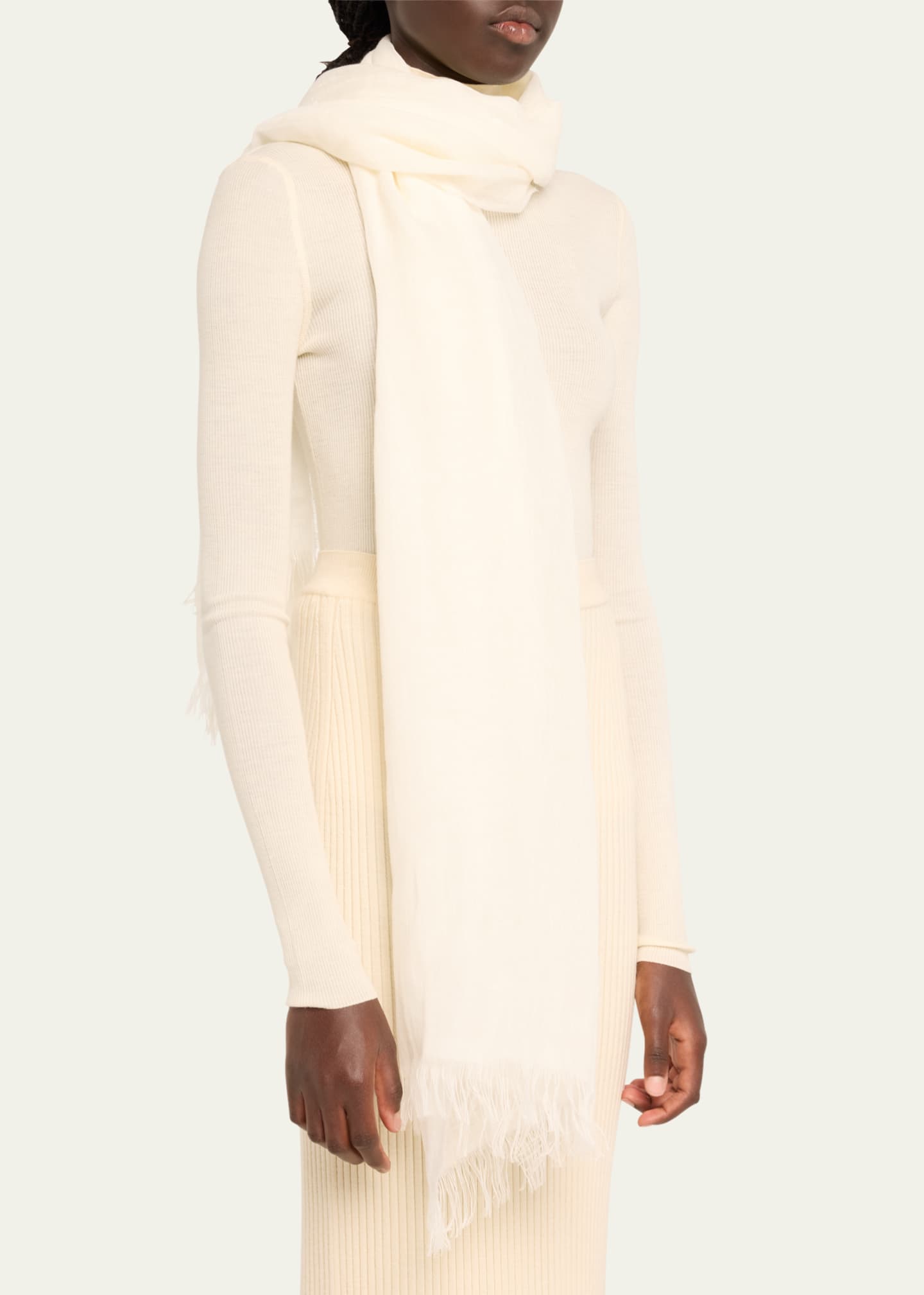 Max Mara Tonal Fringe Flax Scarf Image 3 of 3
