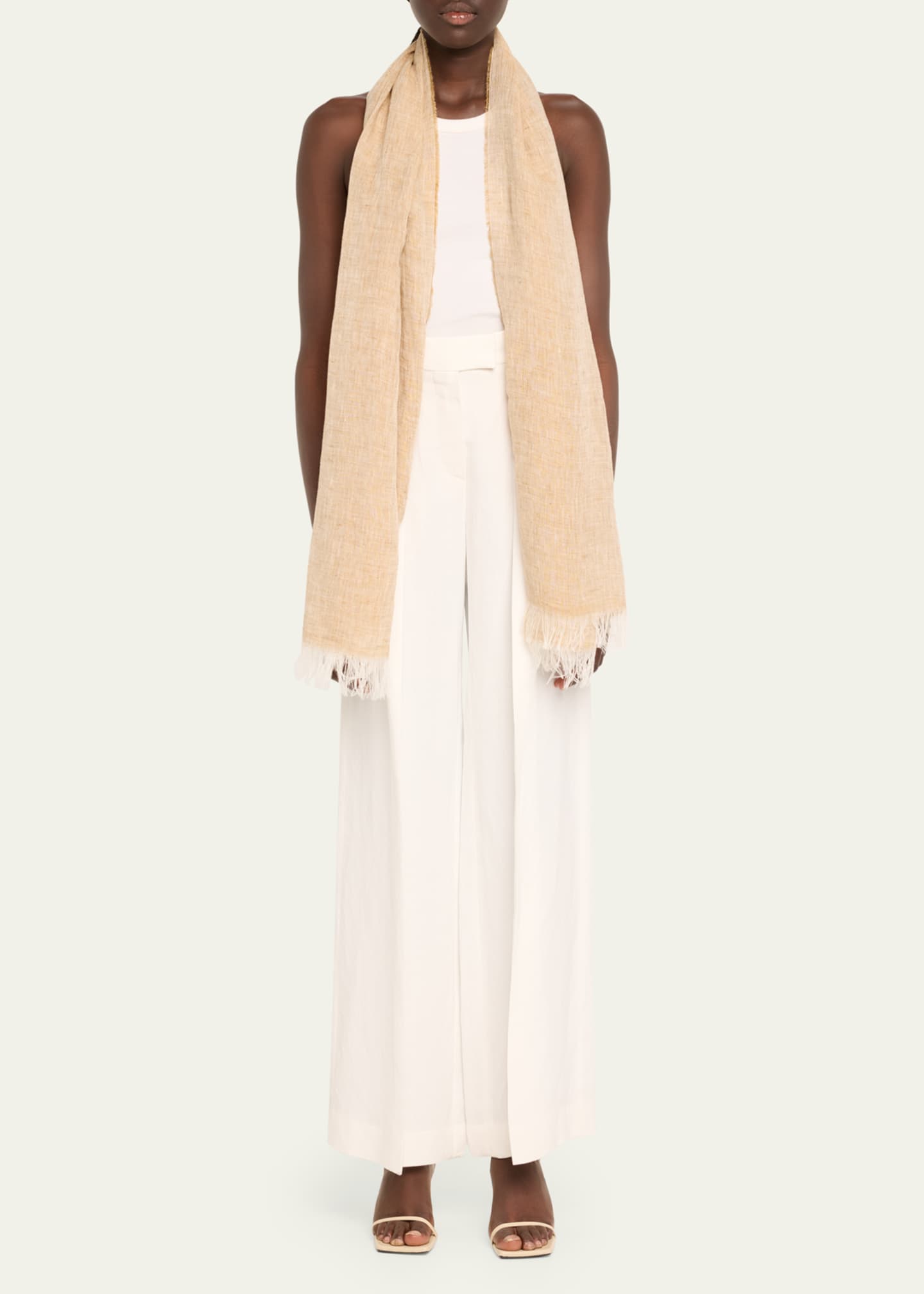 Max Mara Alfredo Fringed Flax Scarf - Bergdorf Goodman