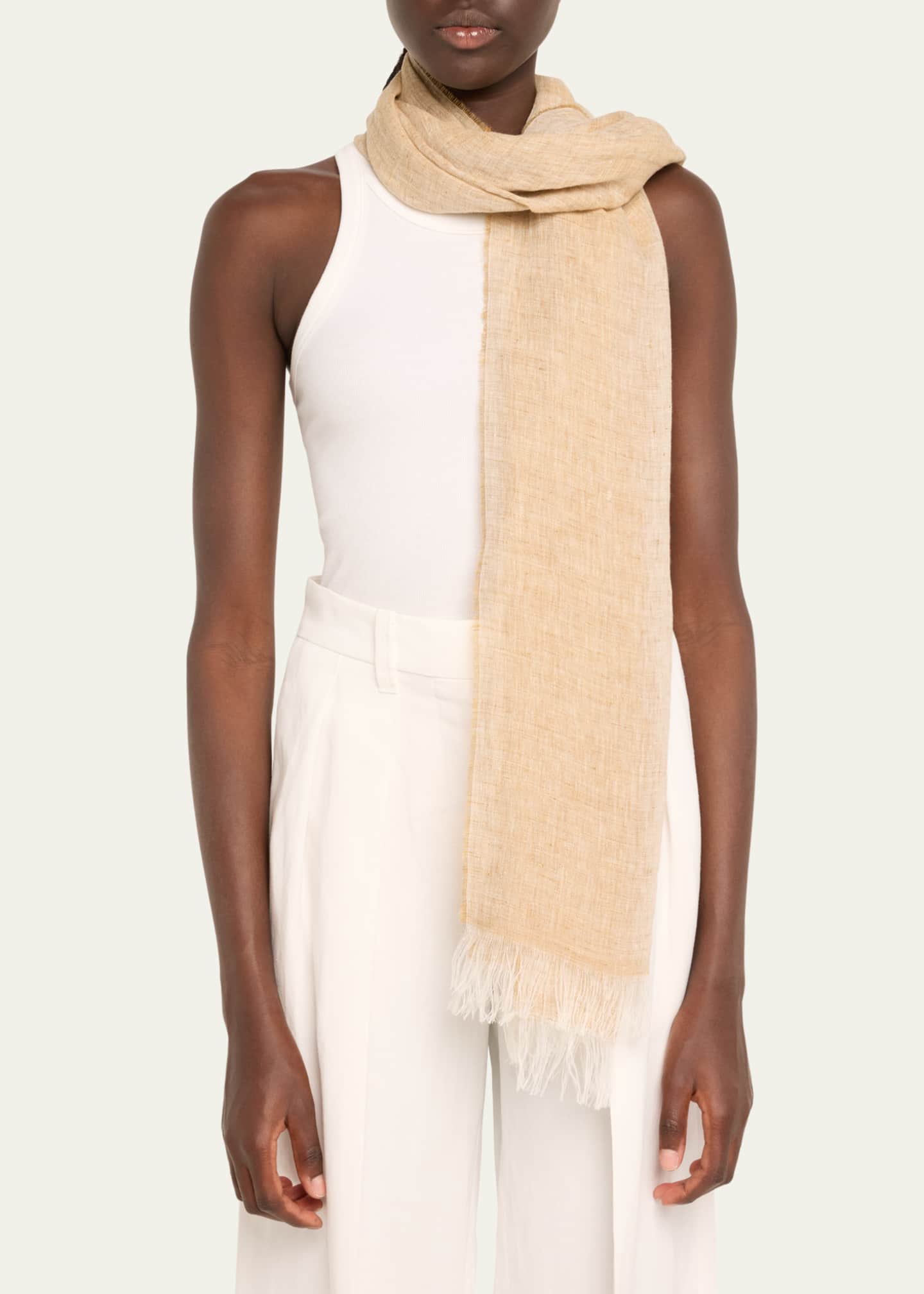 Max Mara Alfredo Fringed Flax Scarf - Bergdorf Goodman