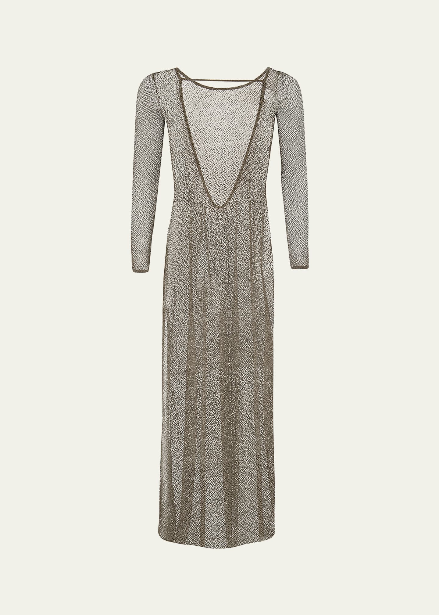 Vix Solid Lexia Sheer Backless Maxi Dress Coverup Image 1 of 4