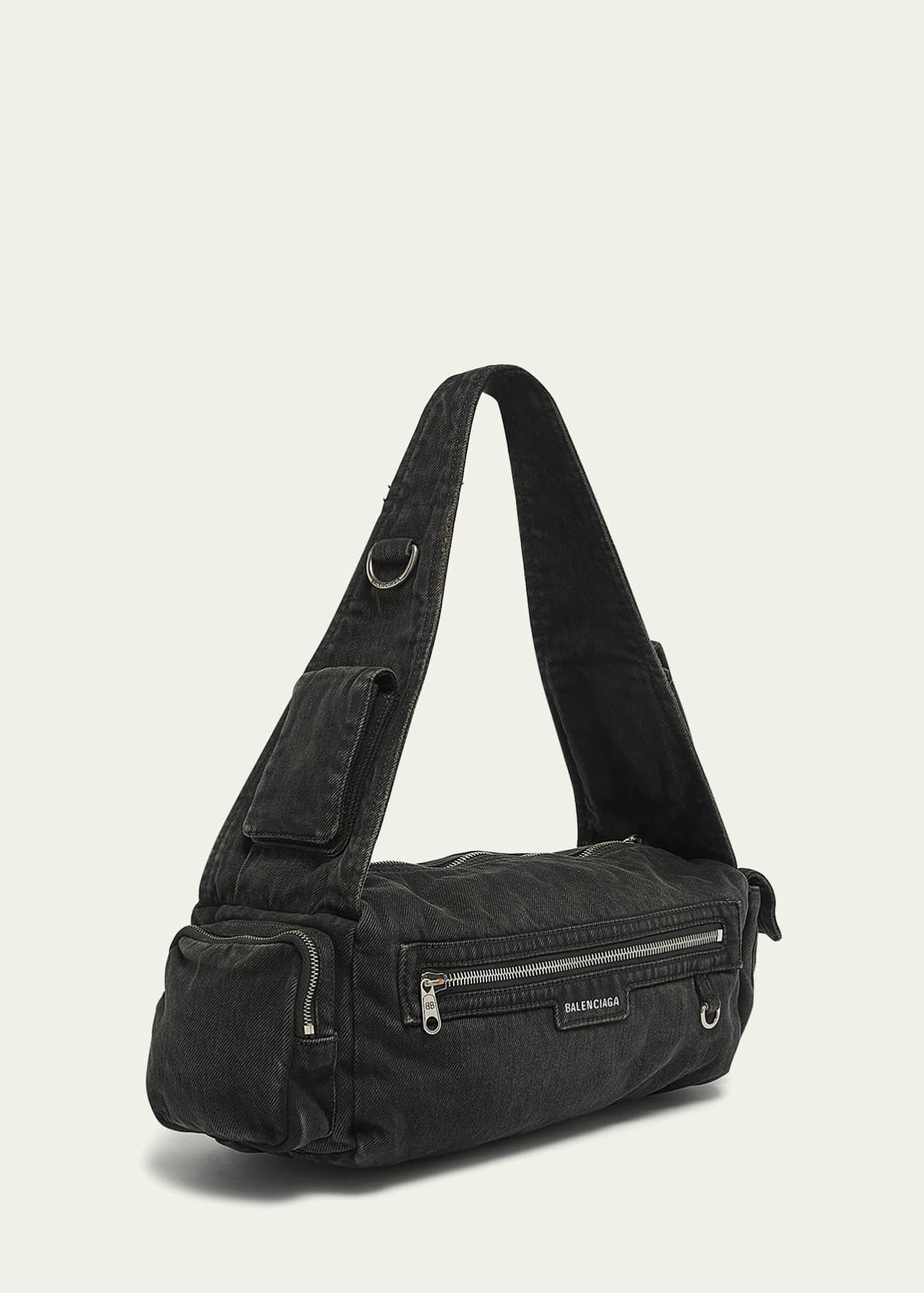 Balenciaga Superbusy Sling Washed Denim Shoulder Bag Image 3 of 5