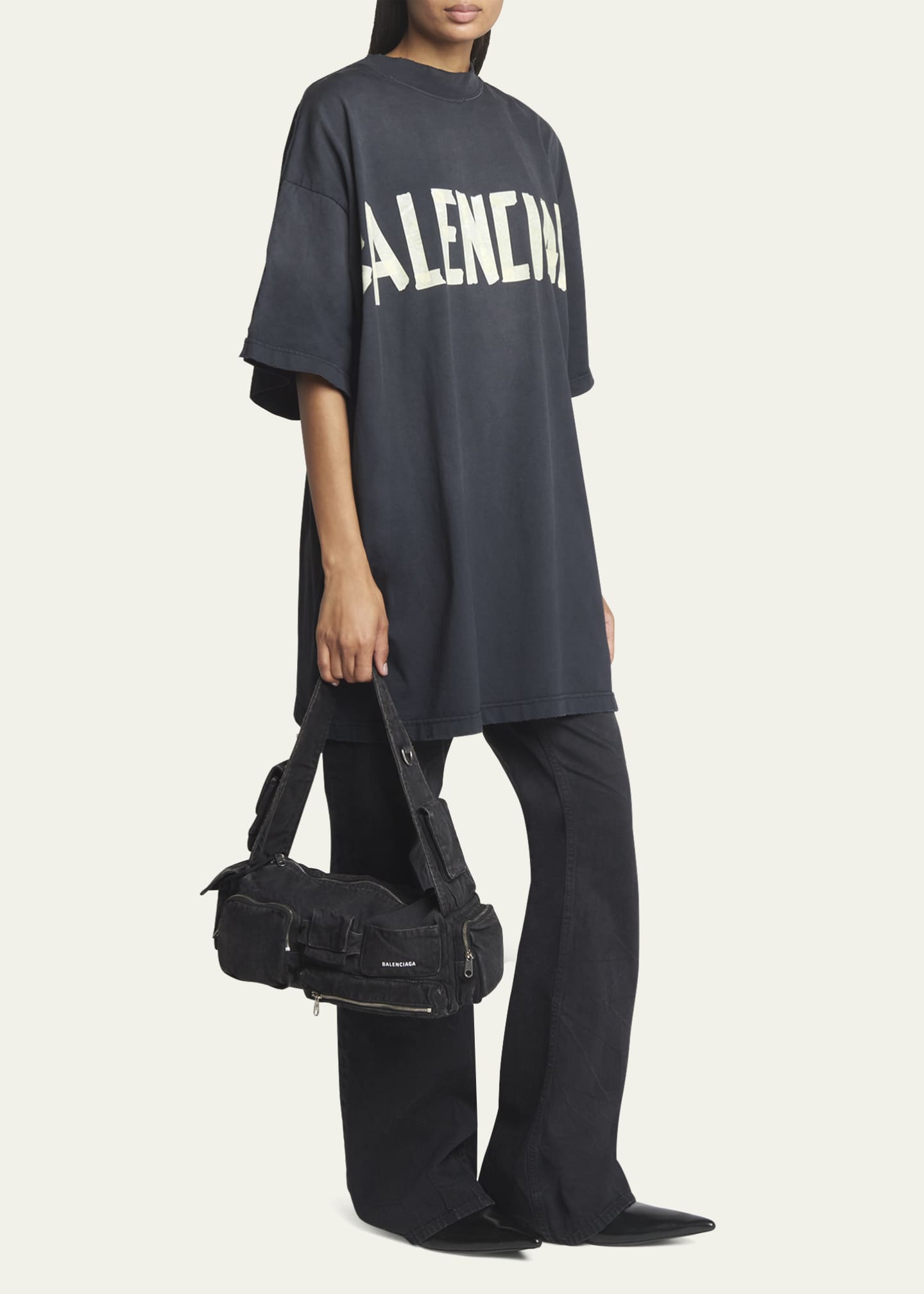 Balenciaga Superbusy Sling Washed Denim Shoulder Bag Image 5 of 5