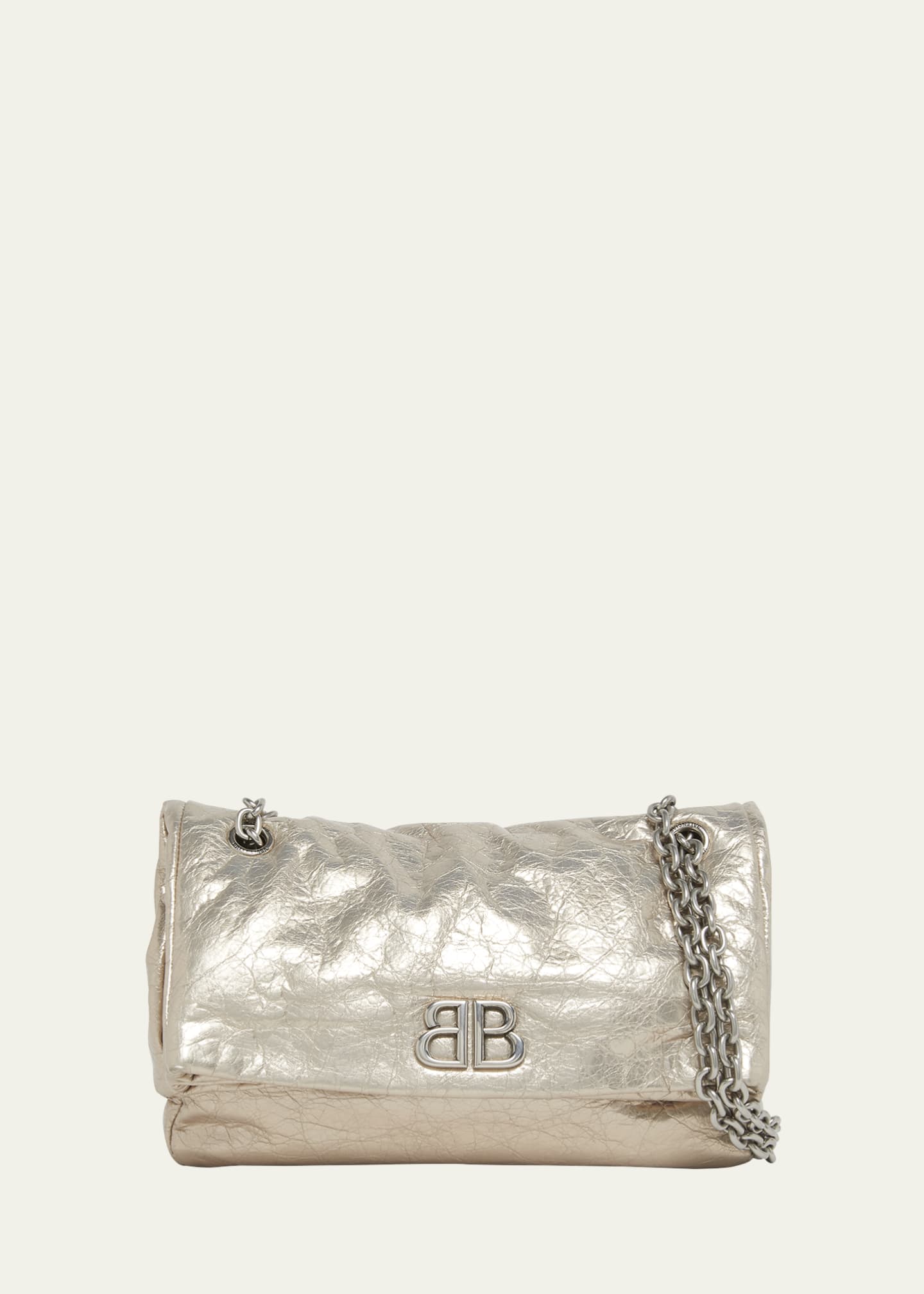 Balenciaga Monaco Small Metallic Leather Shoulder Bag Image 1 of 5