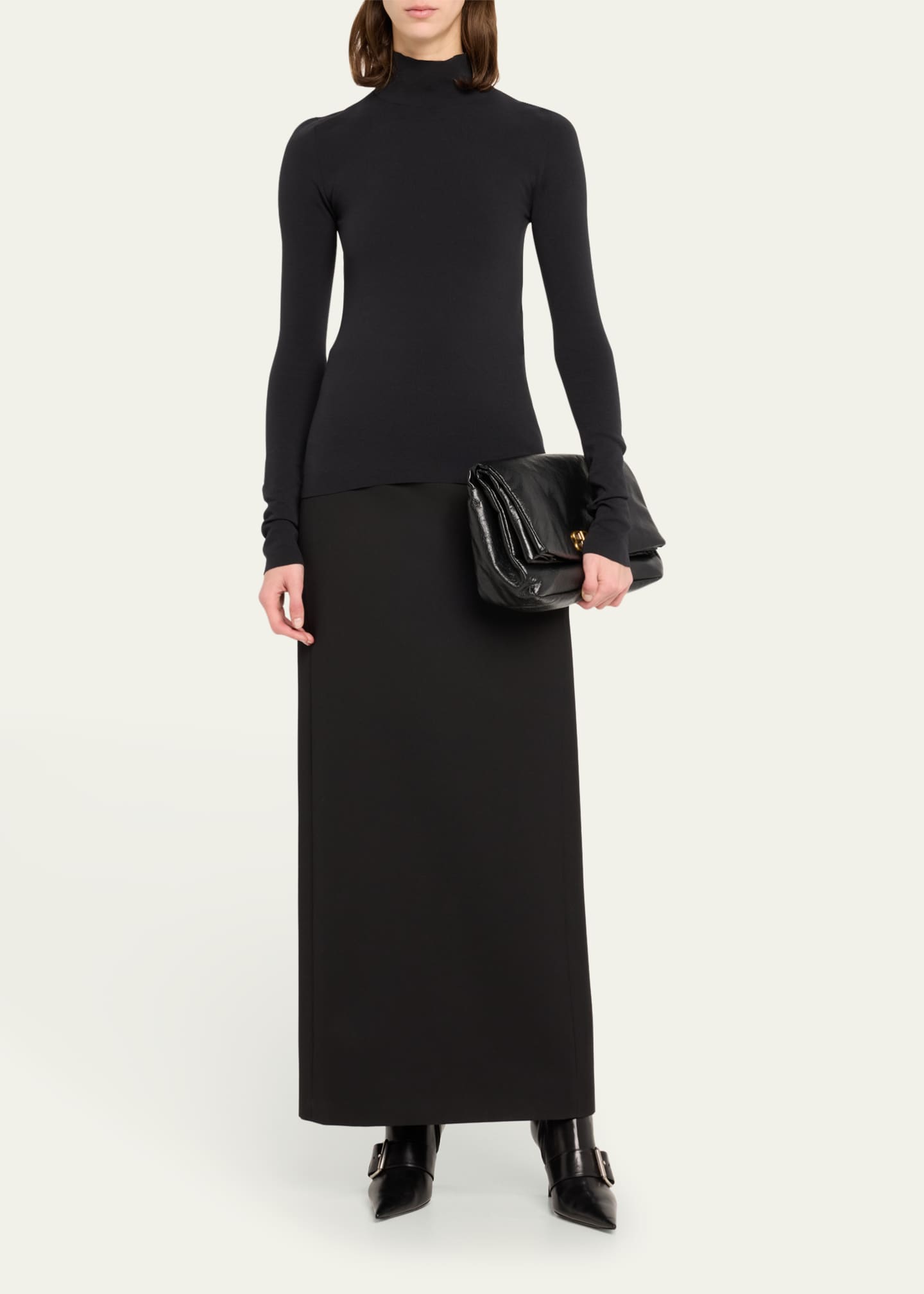 Balenciaga Monaco Fold-Over Flap Leather Clutch Bag Image 5 of 5