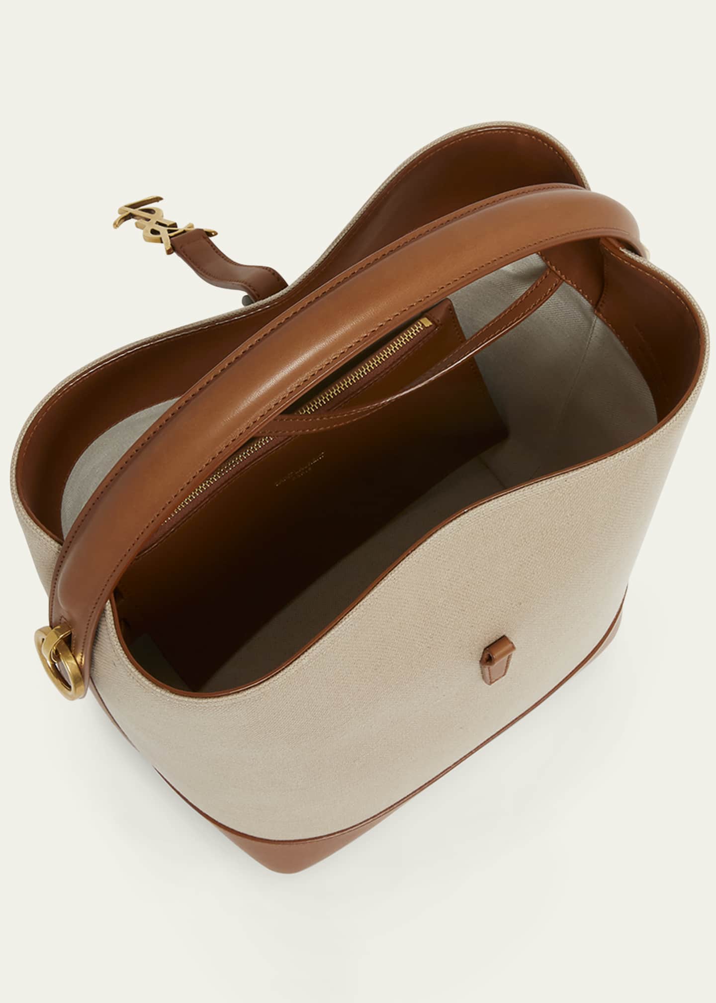 Saint Laurent Le 37 YSL Bucket Bag in Canvas and Leather Image 3 of 4