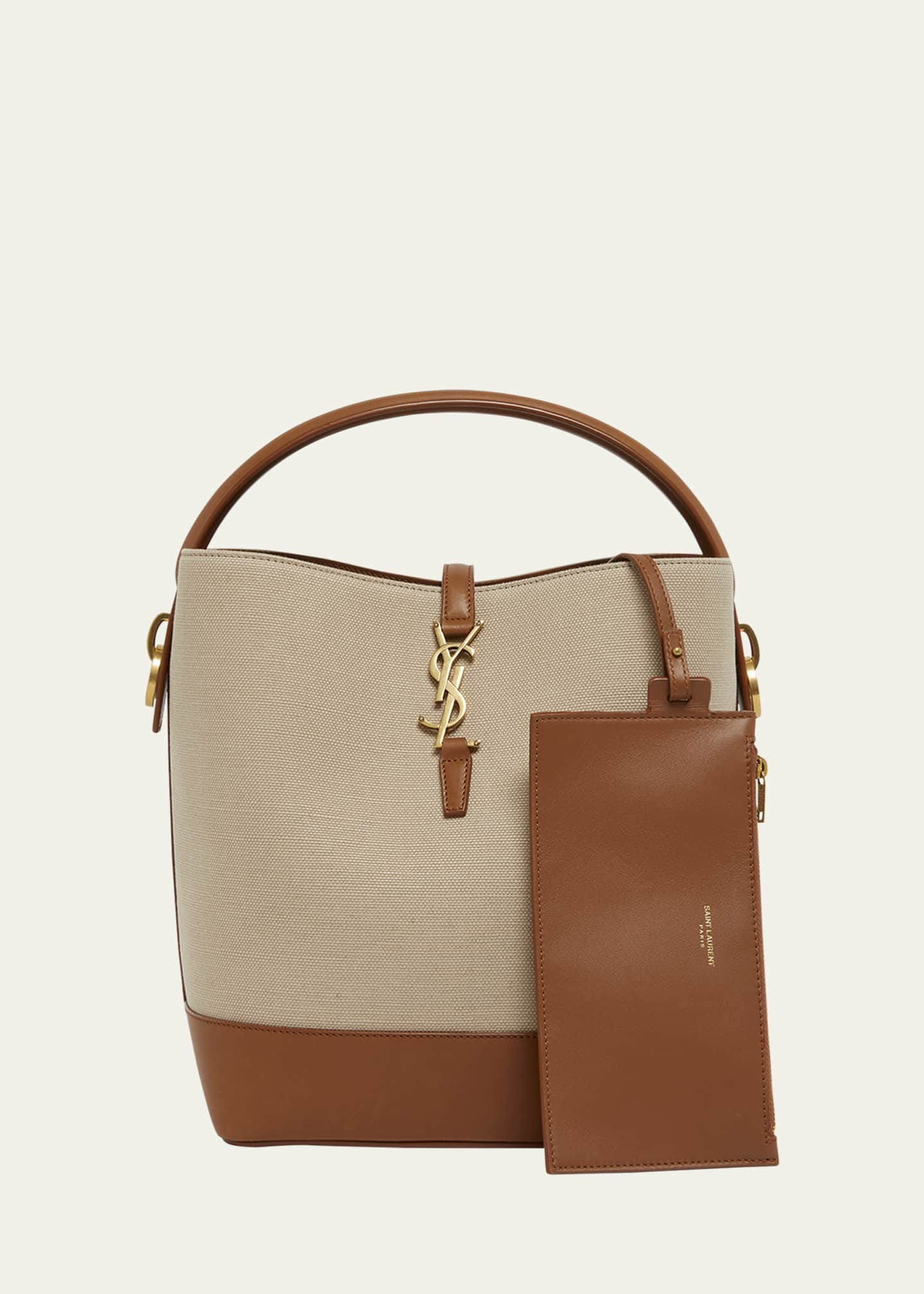 Saint Laurent Le 37 YSL Bucket Bag in Canvas and Leather Bergdorf Goodman