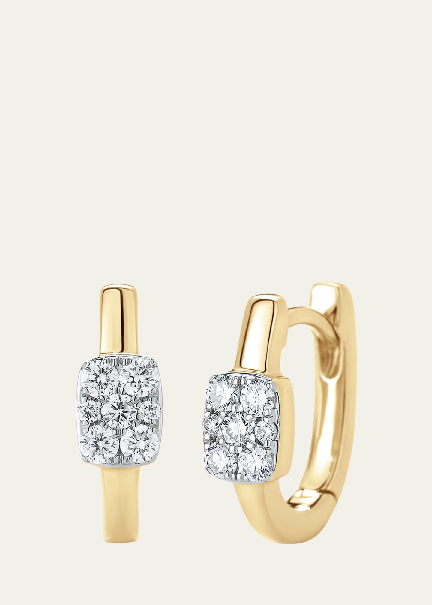 Sara Weinstock 18K Yellow Gold Unity Reverie Diamond Cushion Huggie Earrings Image 1 of 2