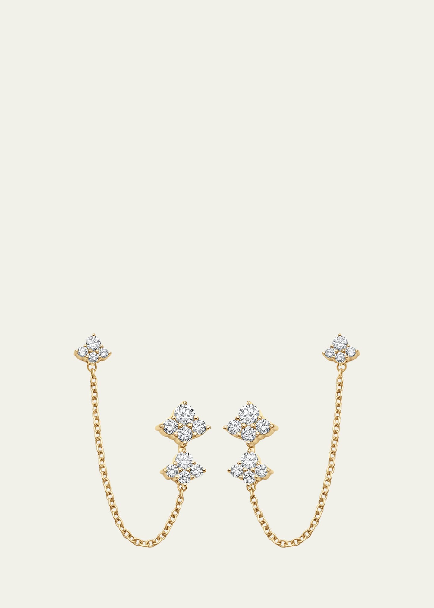 Sara Weinstock 18K Yellow Gold Dujour Diamond Cluster Drop Chain Earrings Image 1 of 2