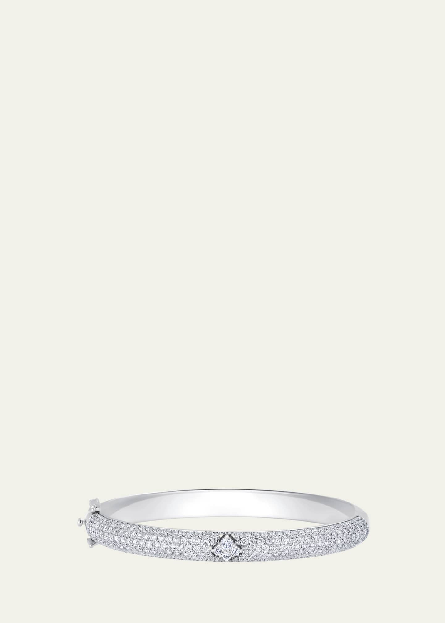 Sara Weinstock 18K White Gold Dujour Diamond Pave Four-Cluster Bangle Bracelet Image 1 of 2