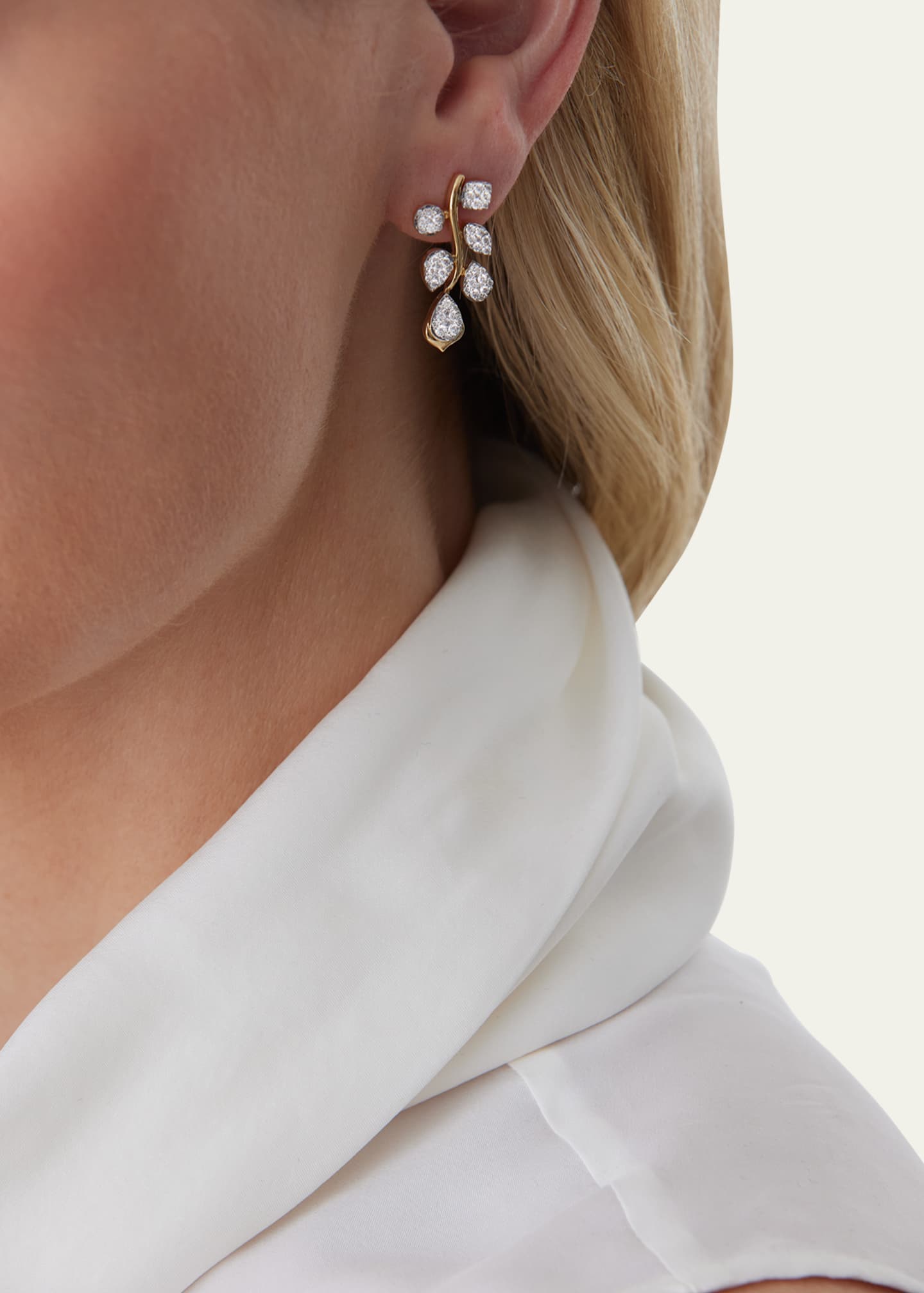 Sara Weinstock 18K Two-Tone Gold Lierre Diamond Reverie Cluster Drop Earrings Image 2 of 2
