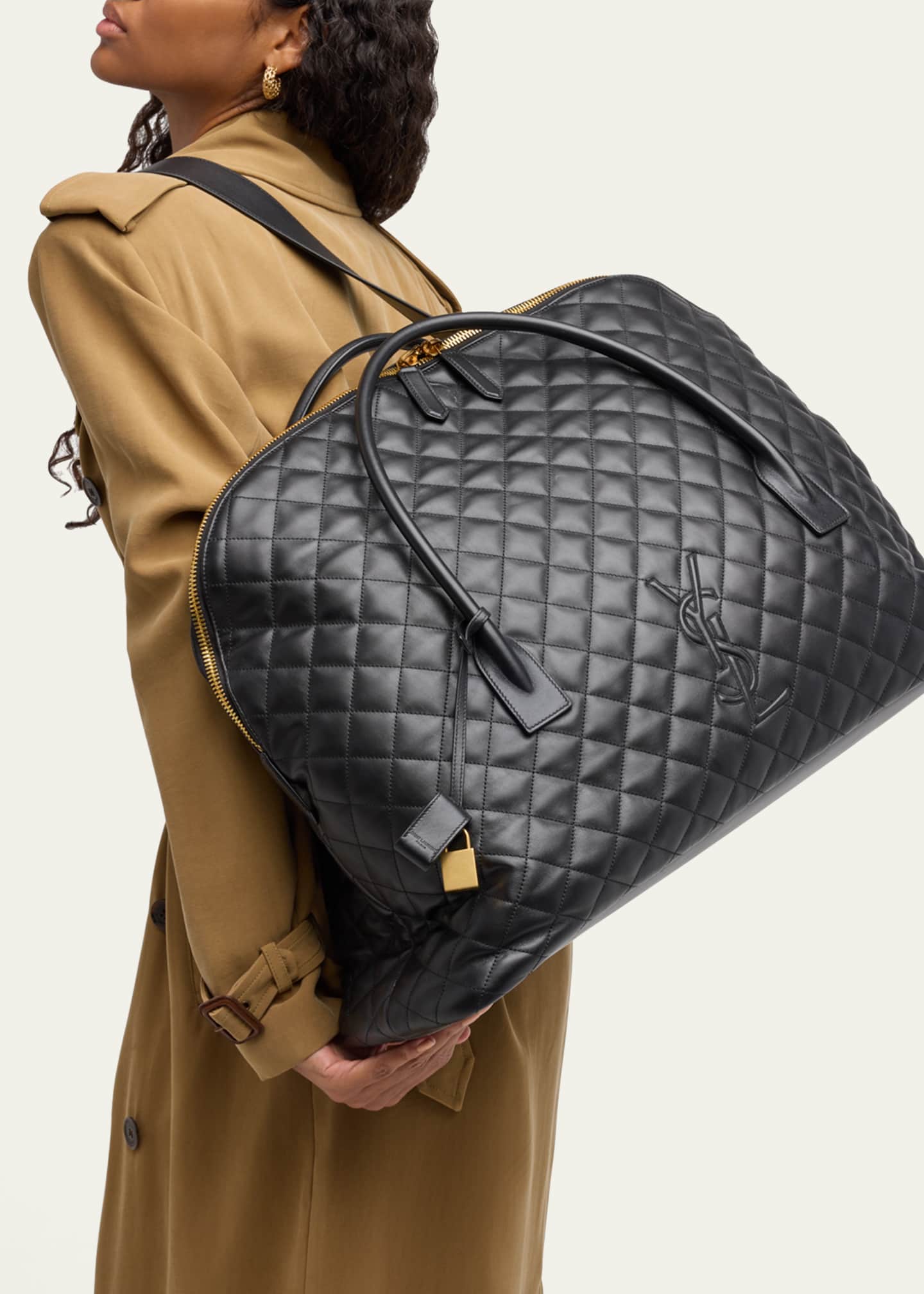 Saint Laurent ES Giant Travel Bag in Smooth Quilted Leather with Gold Hardware Image 2 of 5