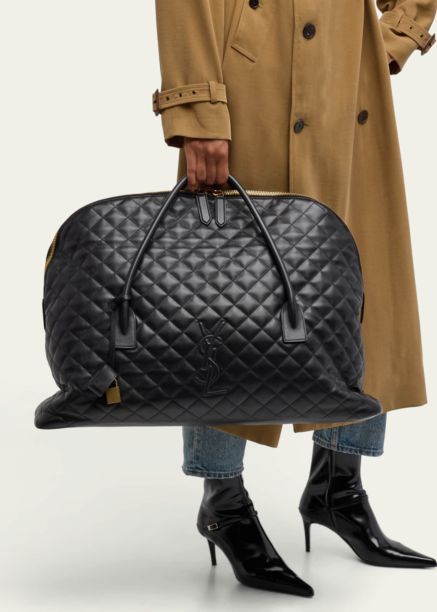 Saint Laurent ES Giant Travel Bag in Smooth Quilted Leather with Gold Hardware Image 5 of 5