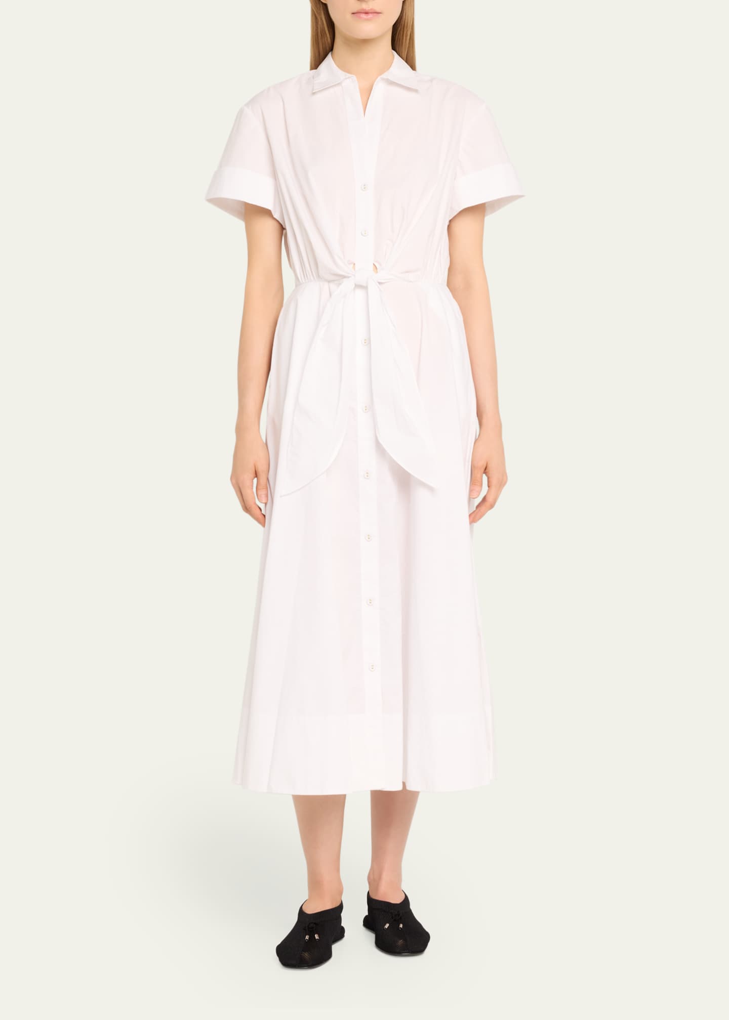 Cara Cara Asbury Self-Tie Waist Cotton Poplin Midi Dress Image 2 of 5