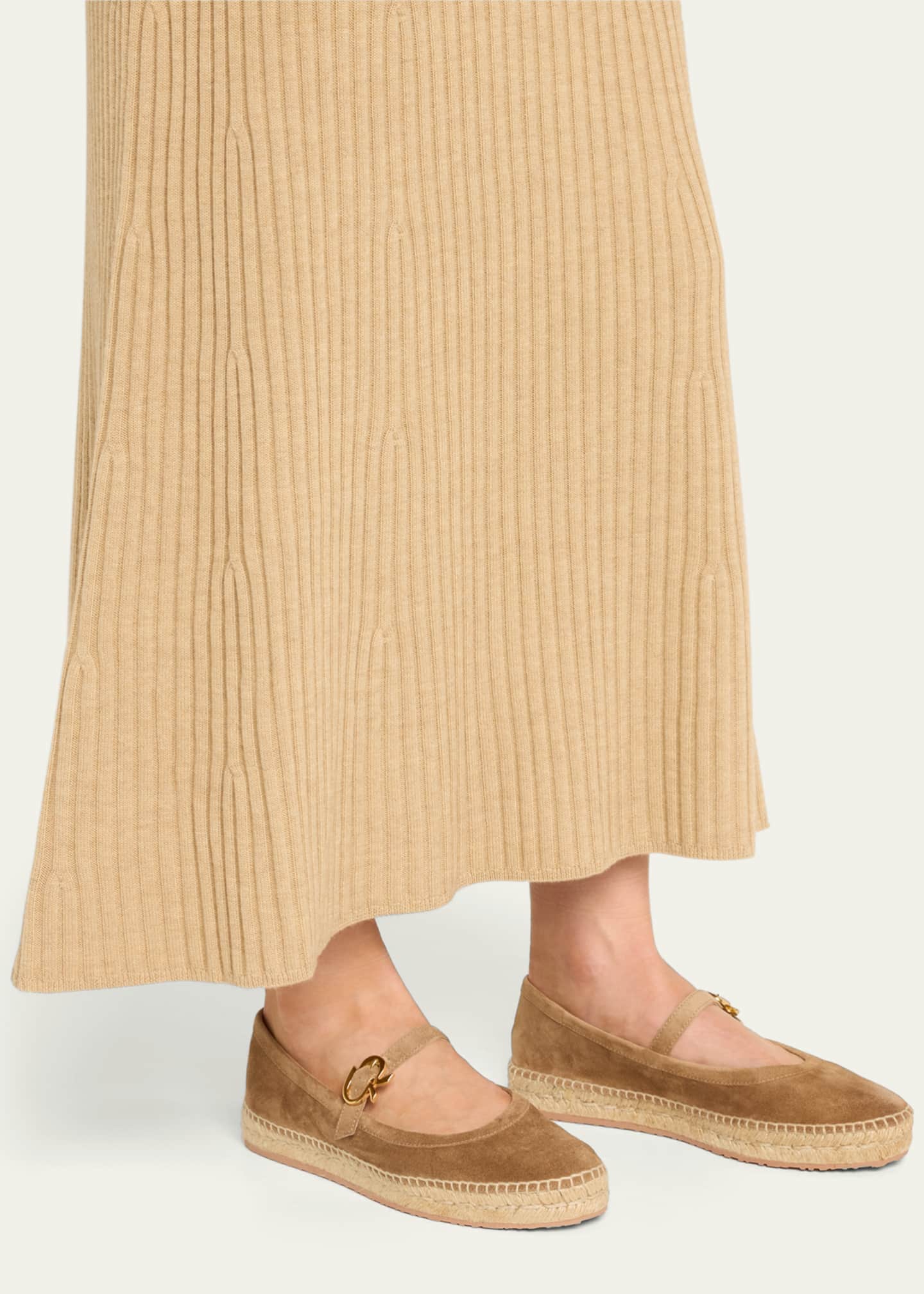 Gianvito Rossi Suede Mary Jane Ballerina Espadrilles