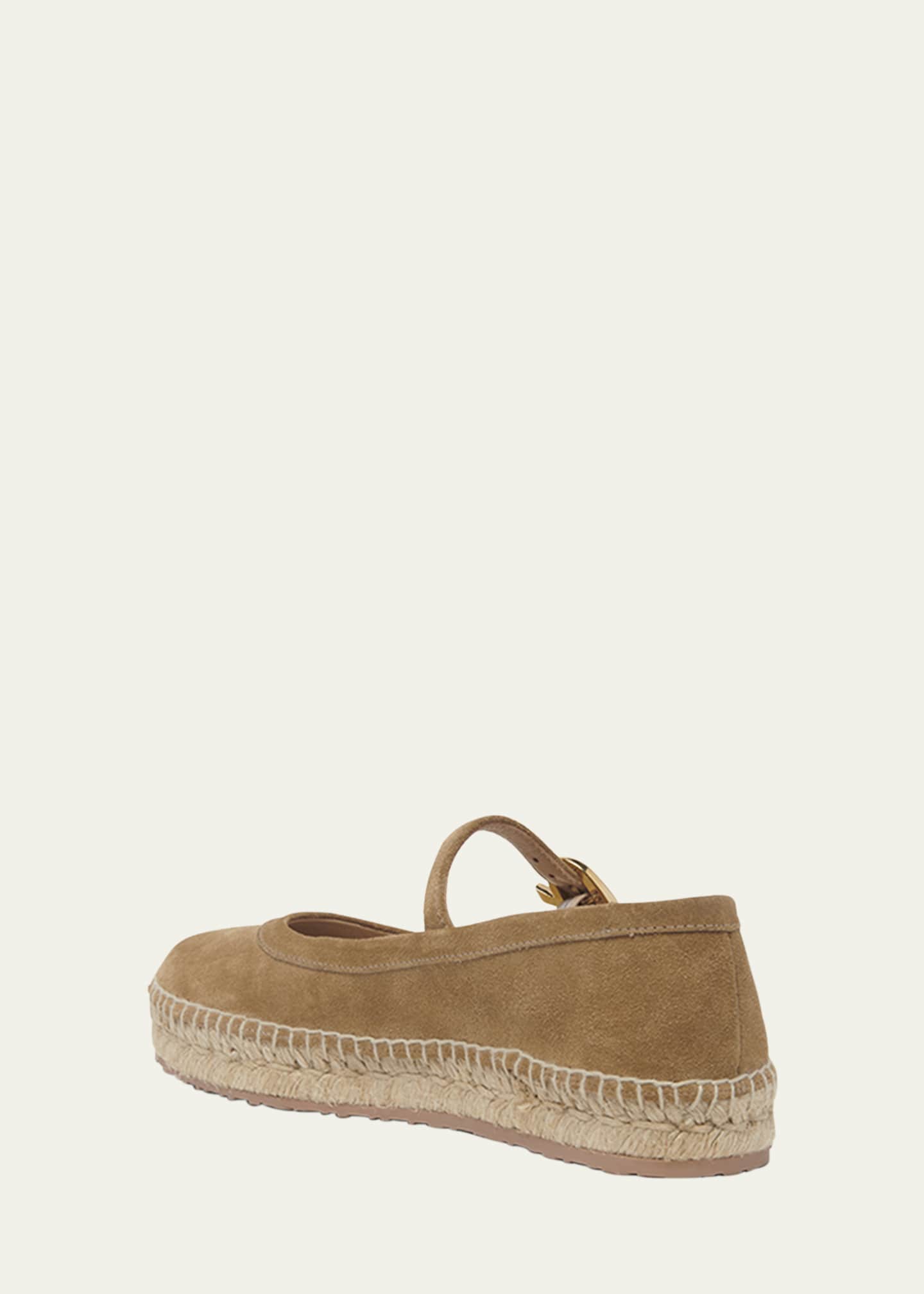 Gianvito Rossi Suede Mary Jane Ballerina Espadrilles Image 4 of 6