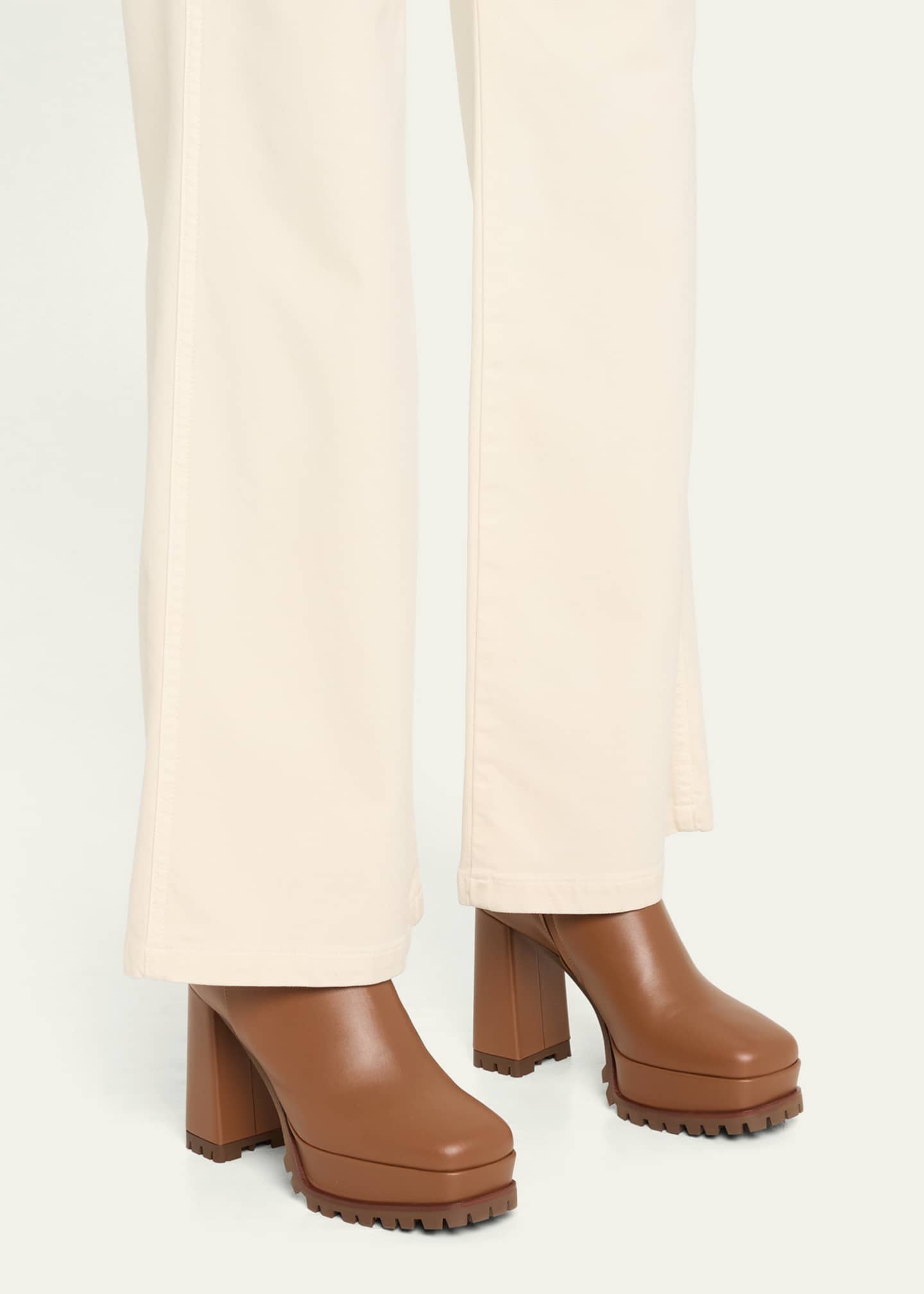 Gianvito Rossi Leather Square-Toe Platform Booties Image 2 of 5