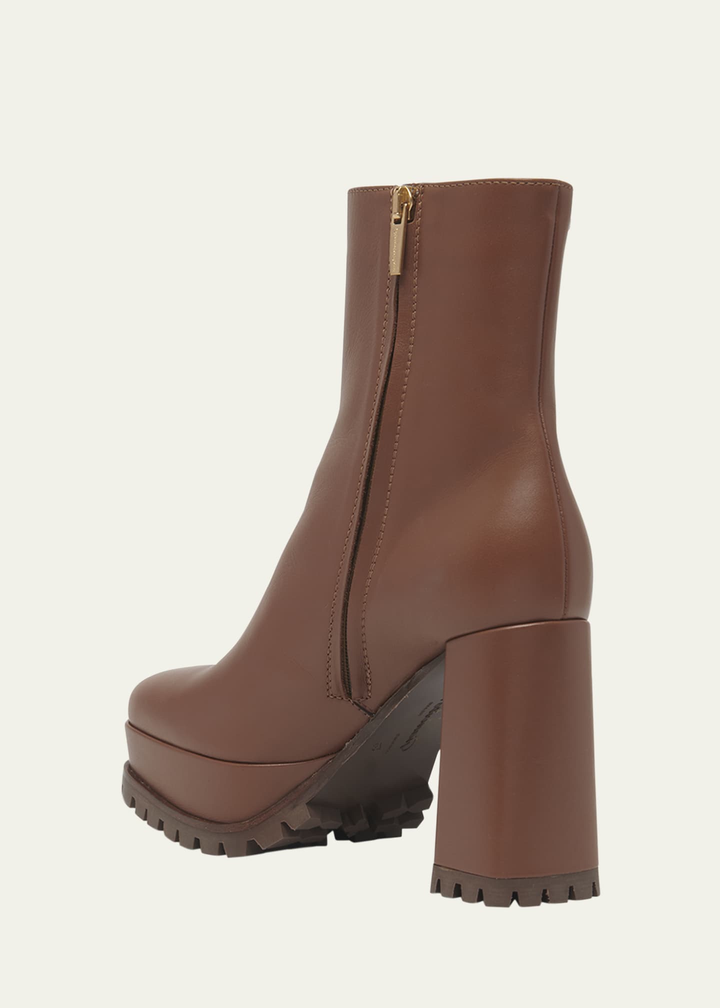 Gianvito Rossi Leather Square-Toe Platform Booties Image 4 of 5