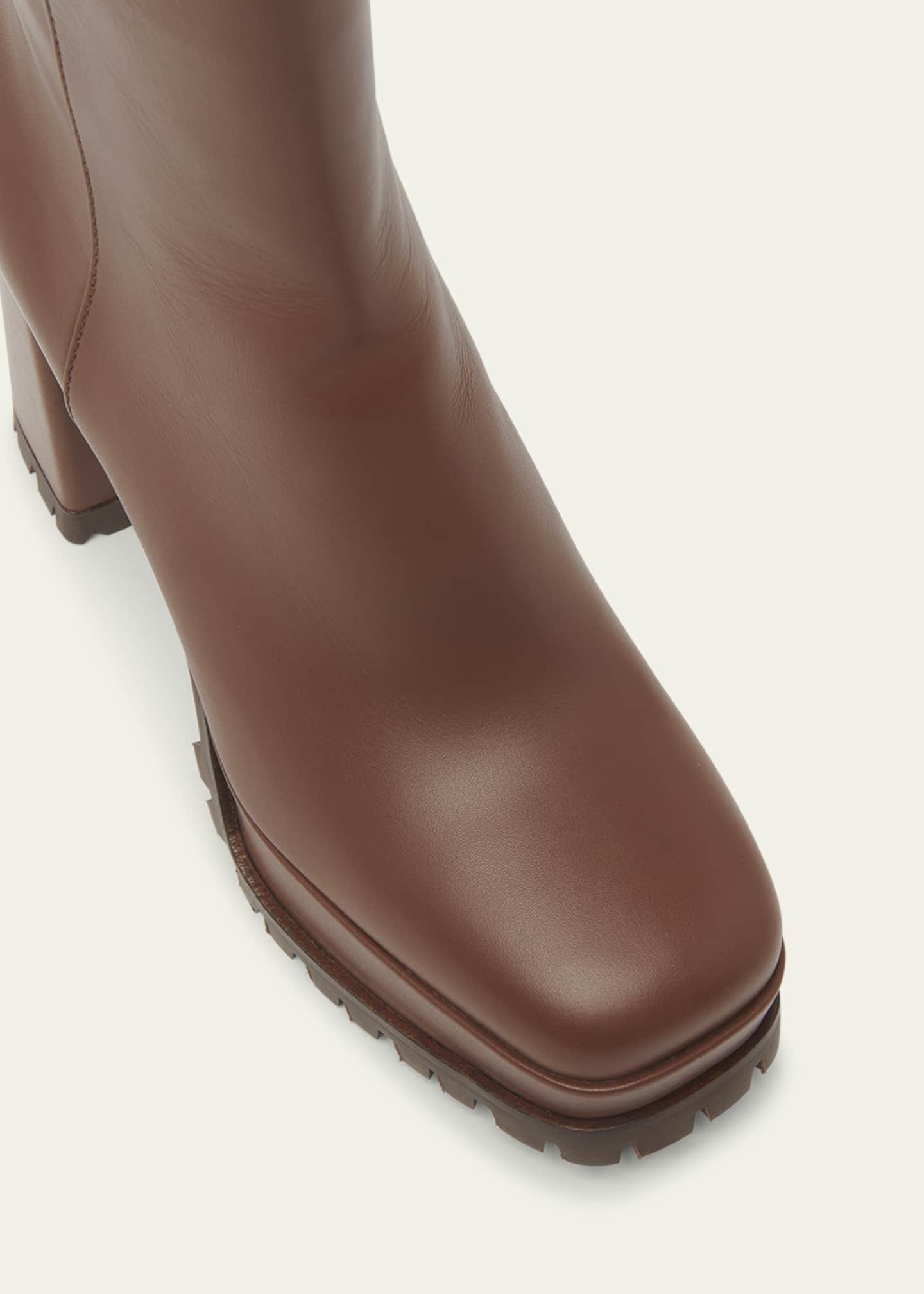 Gianvito Rossi Leather Square-Toe Platform Booties Image 5 of 5