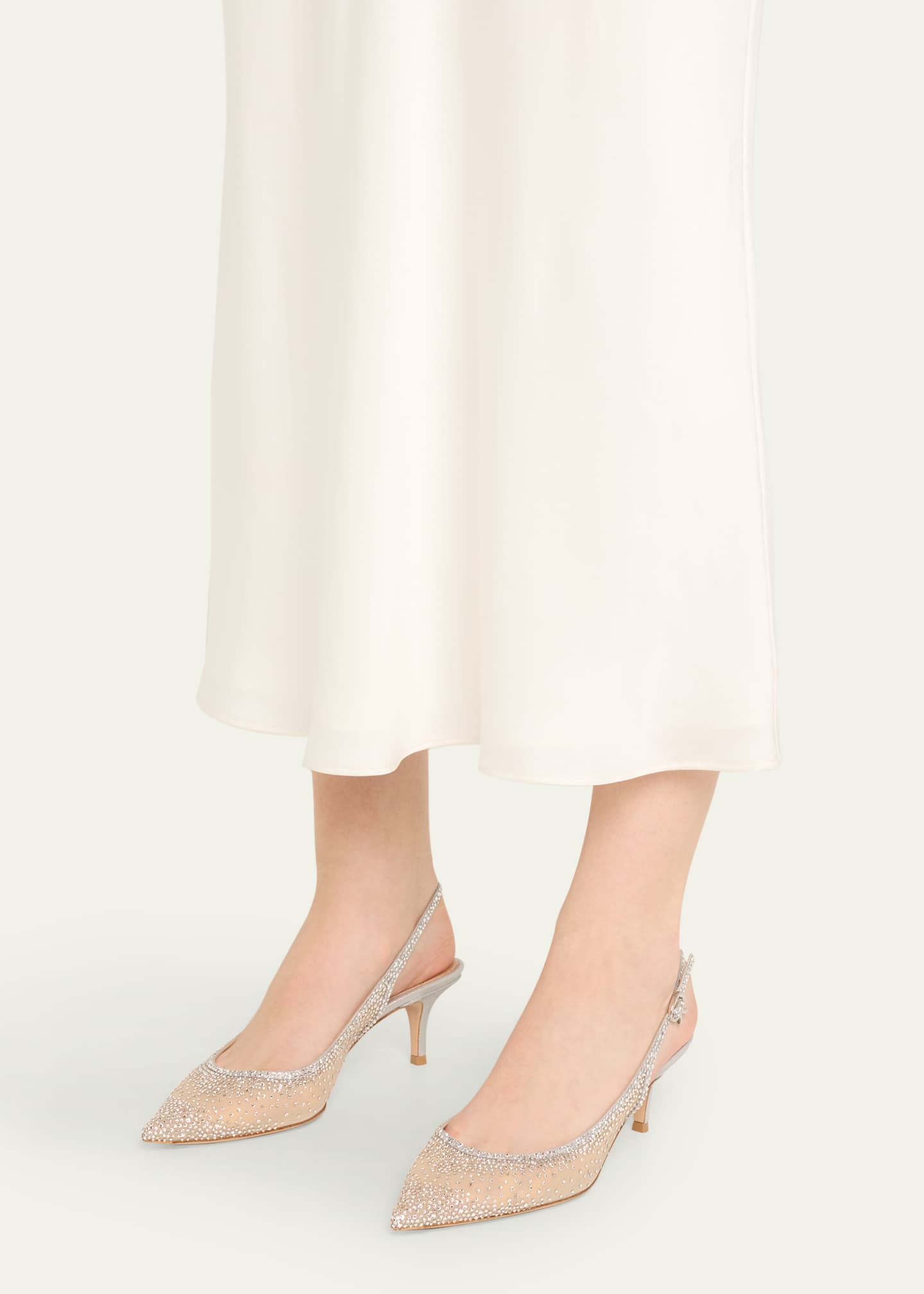 Gianvito Rossi Strass Organza Kitten-Heel Slingback Pumps Image 2 of 6
