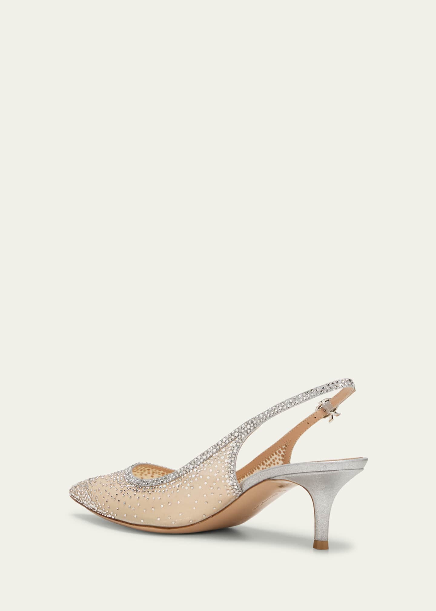 Gianvito Rossi Strass Organza Kitten-Heel Slingback Pumps Image 4 of 6