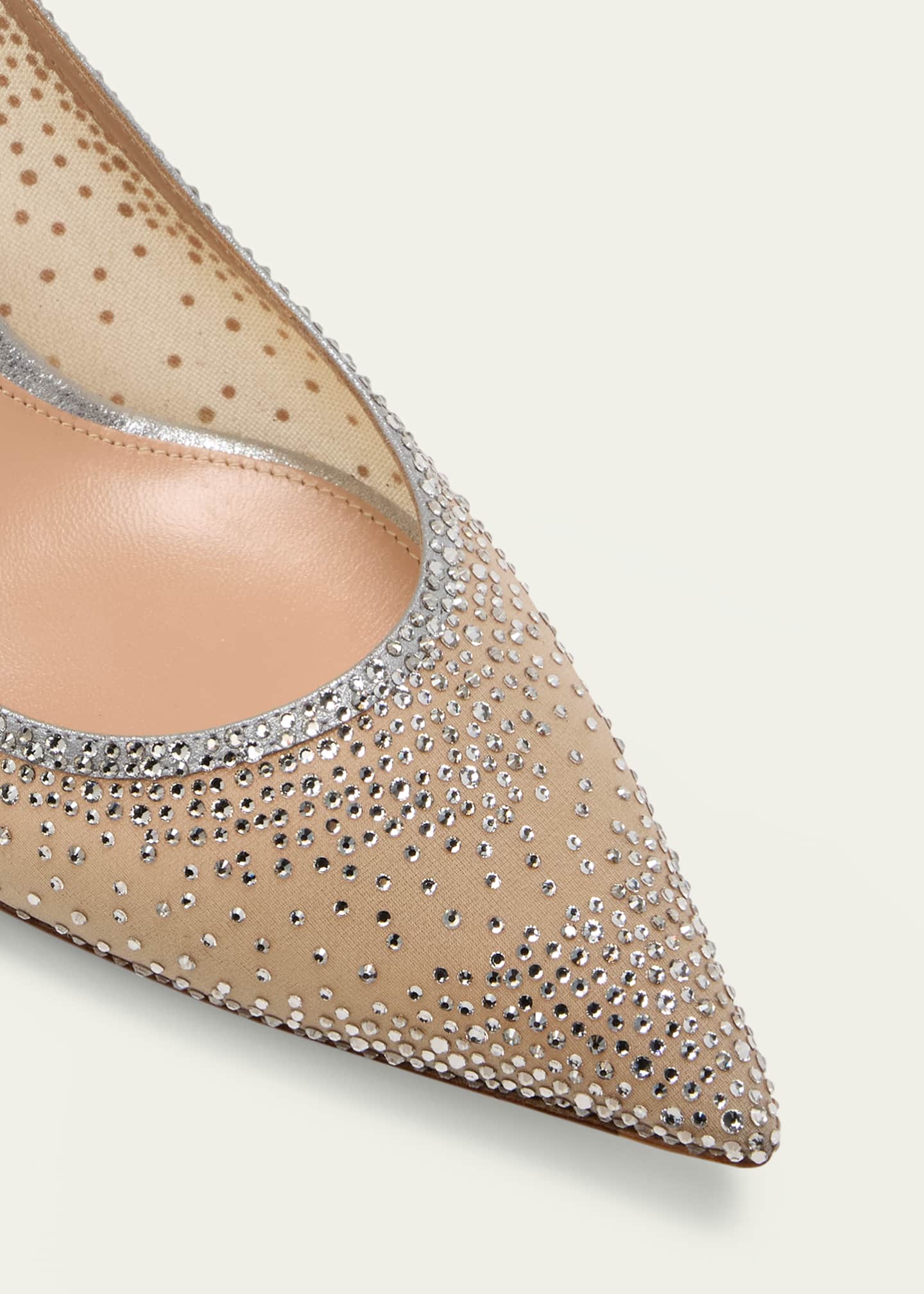 Gianvito Rossi Strass Organza Kitten-Heel Slingback Pumps Image 5 of 6