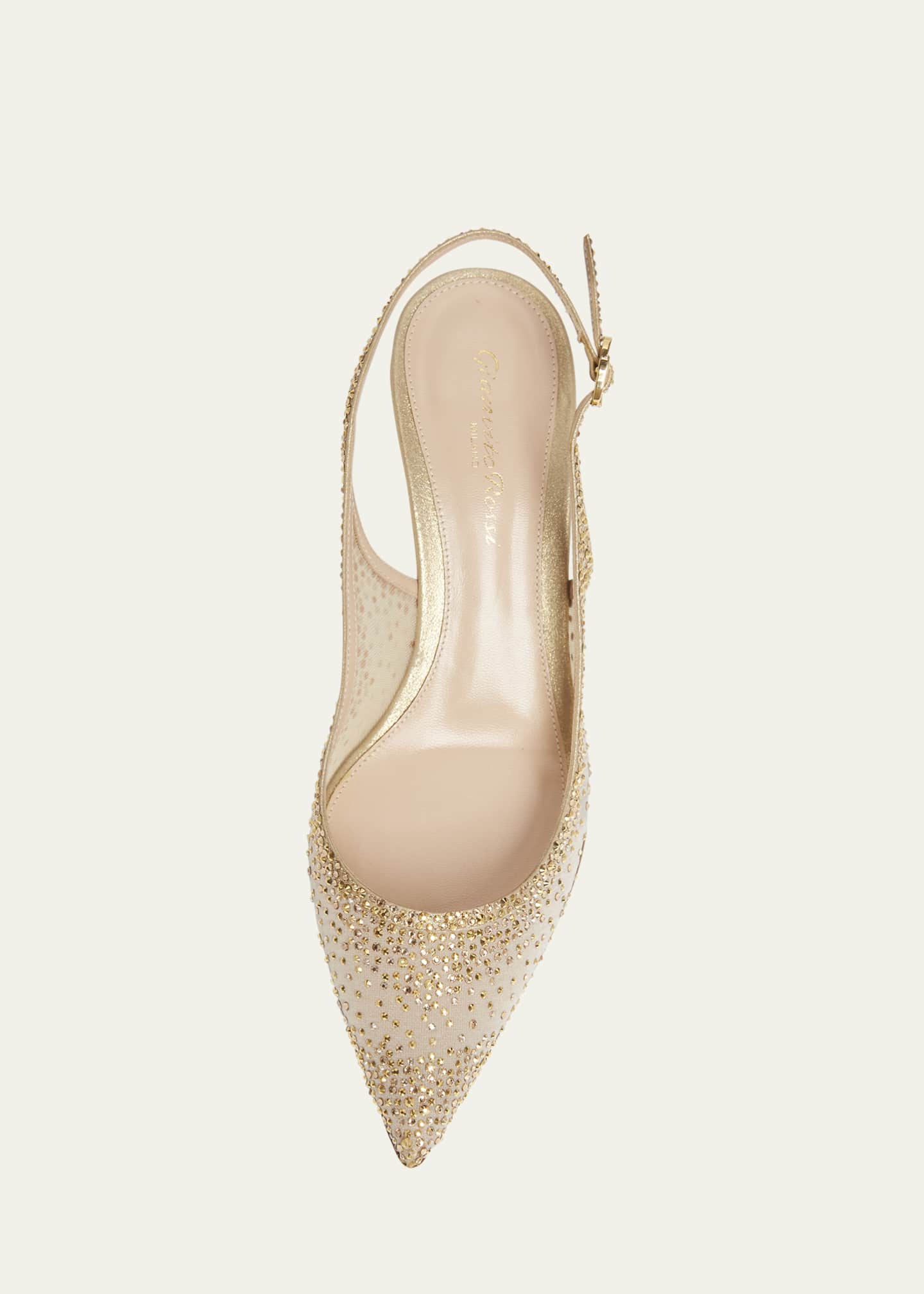 Gianvito Rossi Strass Organza Kitten-Heel Slingback Pumps Image 6 of 6