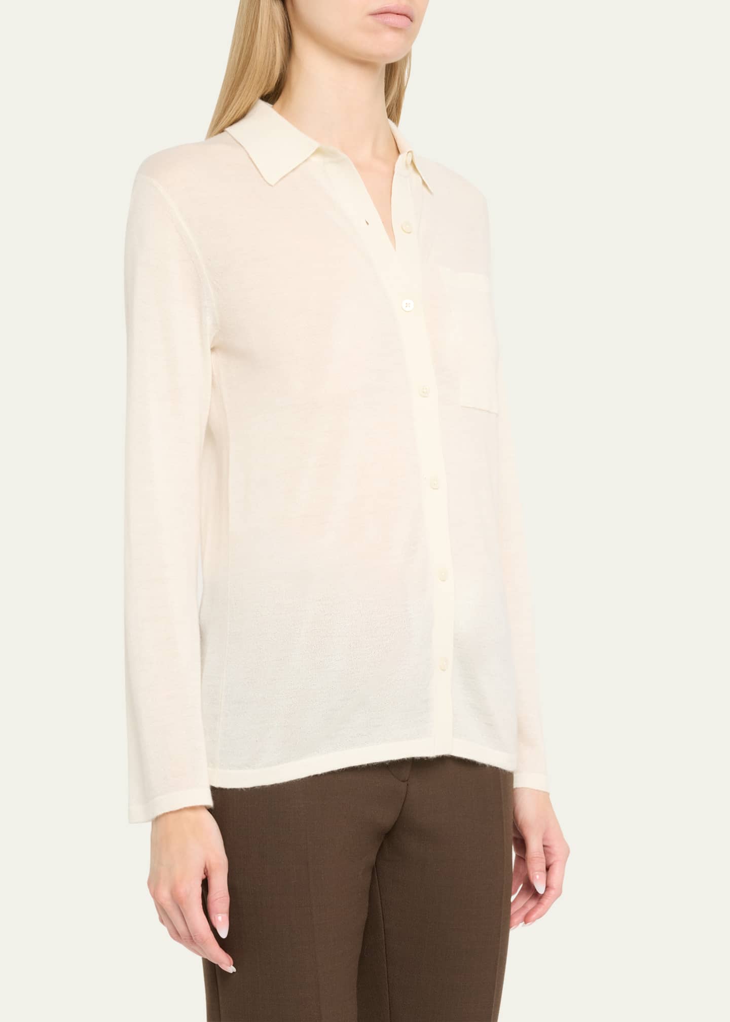 Guest in Residence Showtime Cashmere Collared Button-Front Shirt Image 4 of 5
