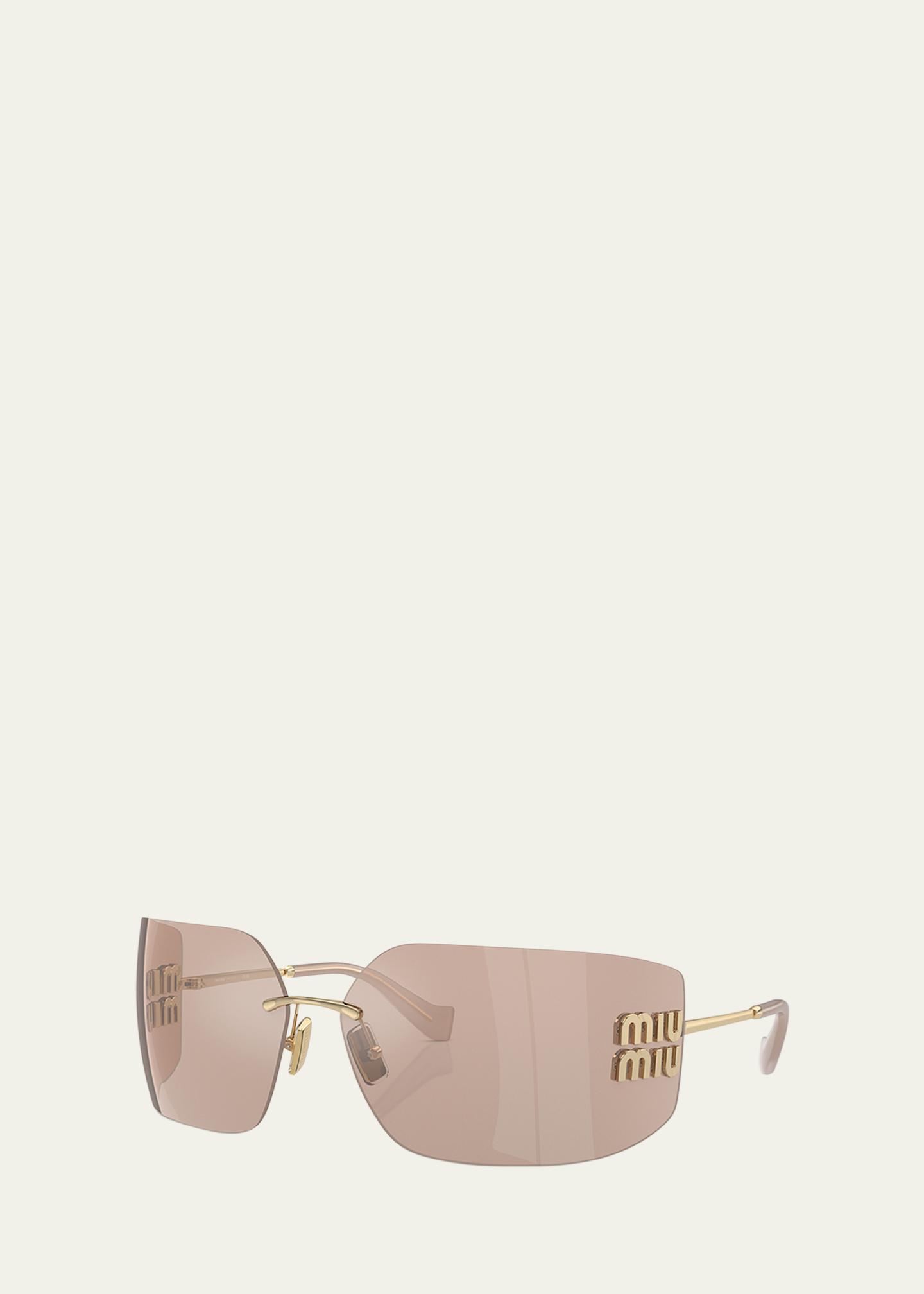Miu Miu Metal Rimless Wrap Sunglasses - Bergdorf Goodman display picture 2