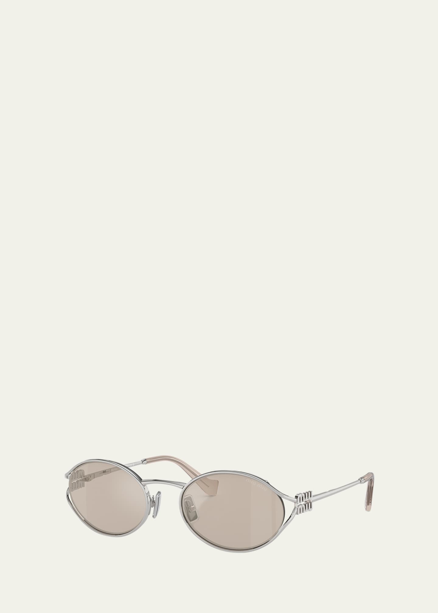 Miu Miu Logo Metal Oval Sunglasses - Bergdorf Goodman
