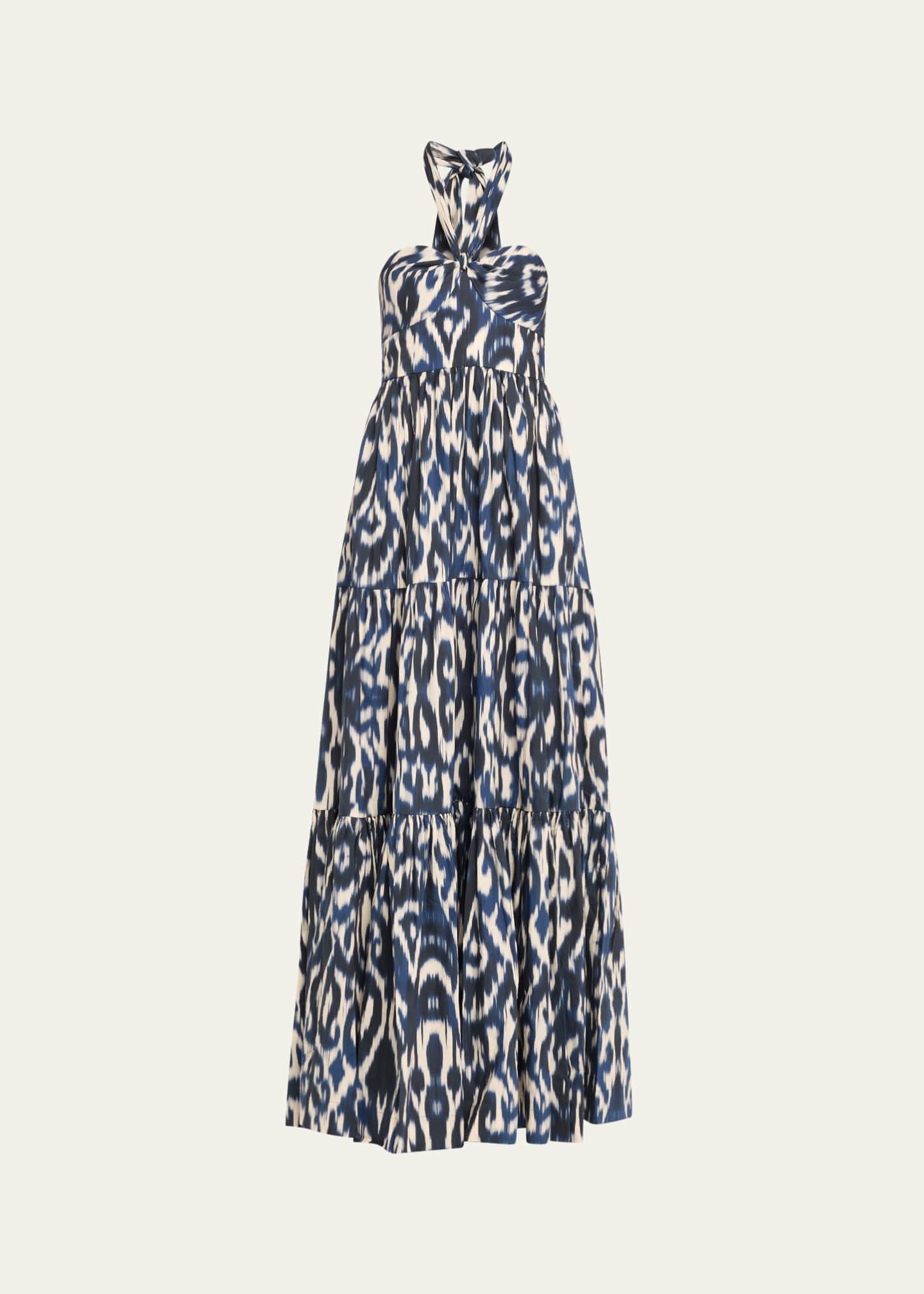 Cara Cara Piana Knotted Halter Cotton Poplin Maxi Dress Image 1 of 5