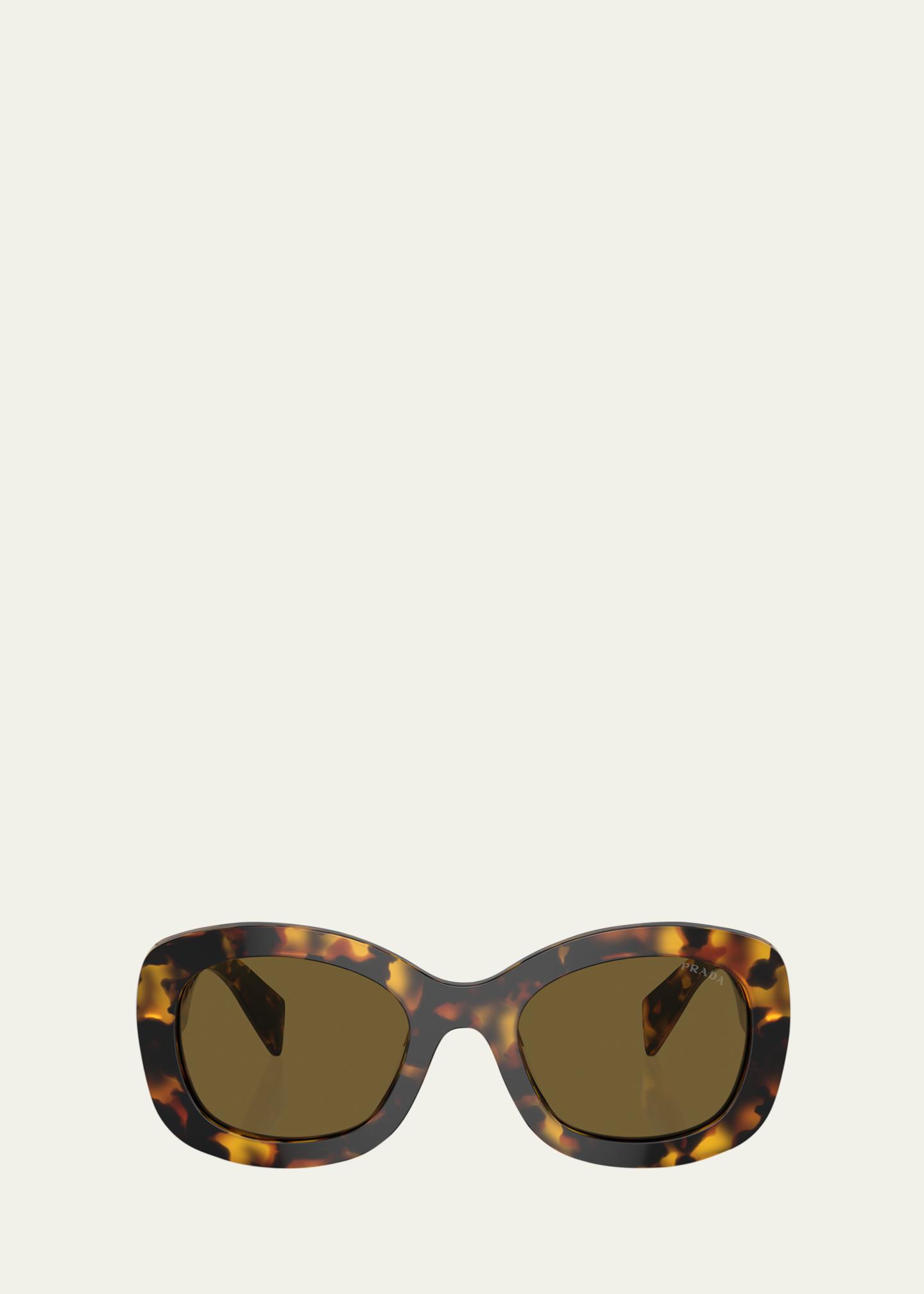 Prada Logo Sunglasses Eyewear Acetate Brown Prada Eyewear: Brown Oval Sunglasses | SSENSE main image 2