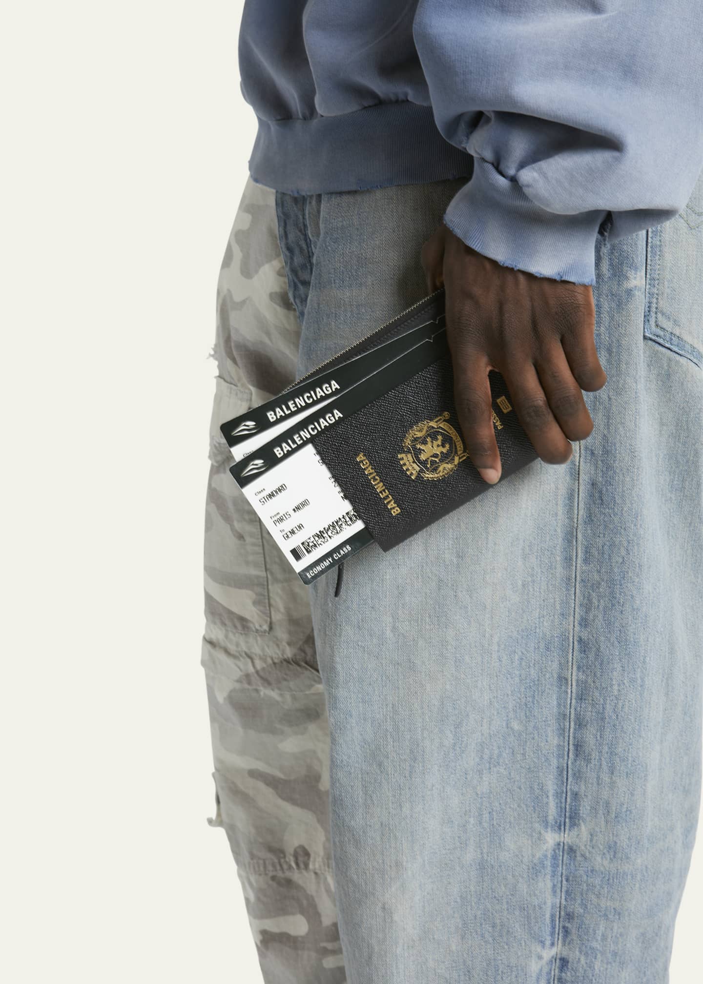 Balenciaga Men's Passport Zip Wallet with Strap