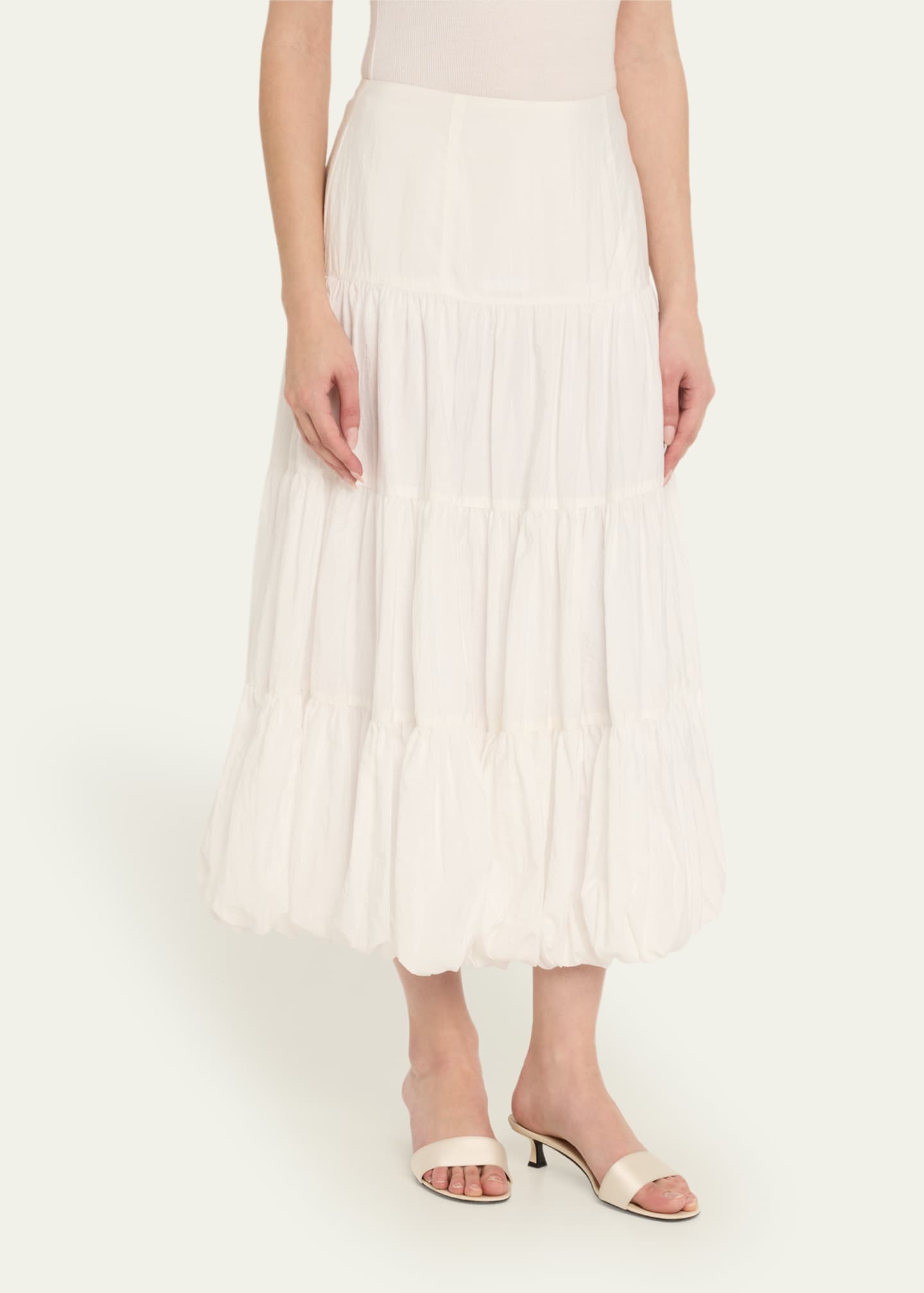 Cinq a Sept Pyper Tiered Bubble-Hem Midi Skirt Image 4 of 5