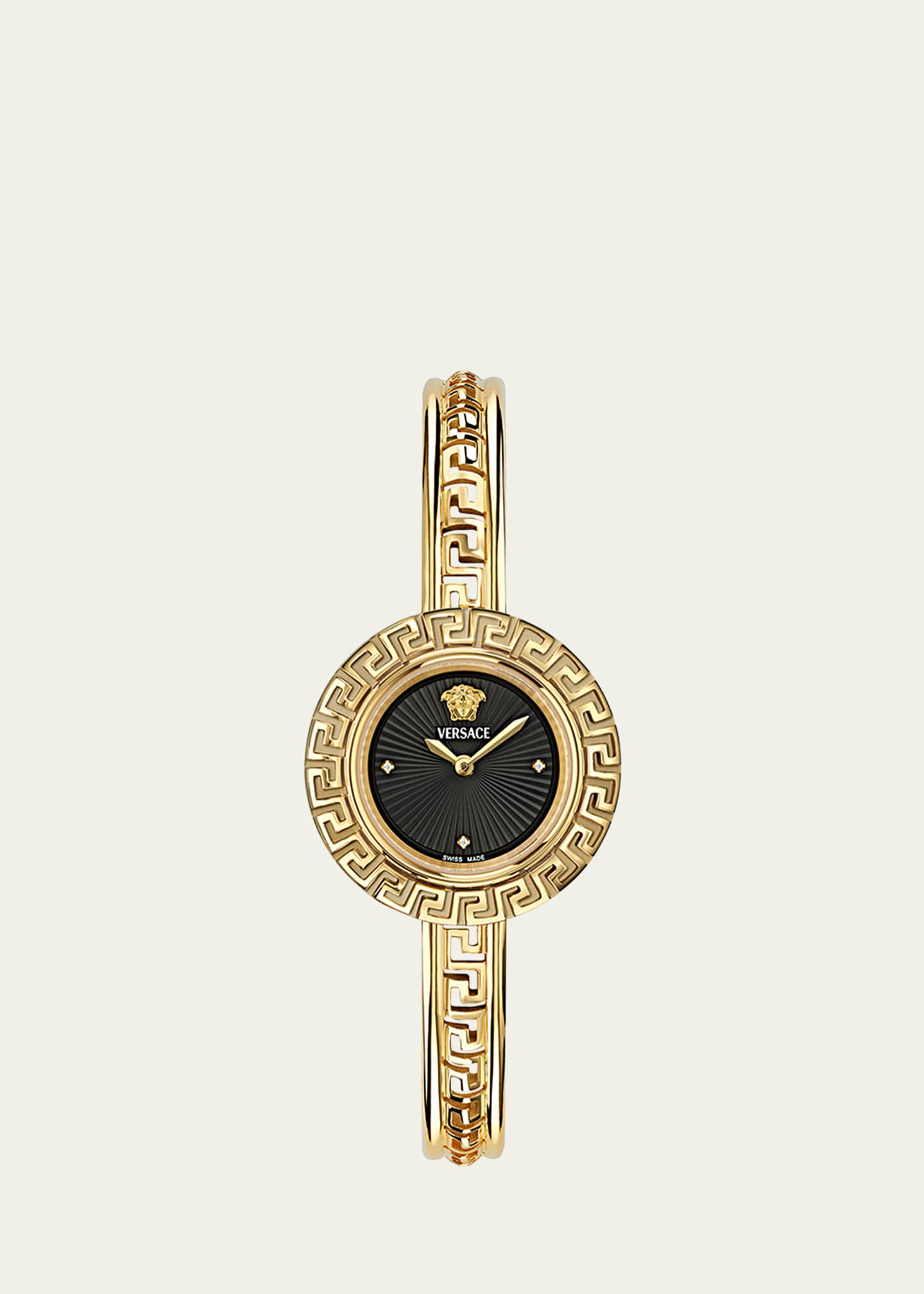 Versace 28mm La Greca Bangle Bracelet Watch with Diamonds
