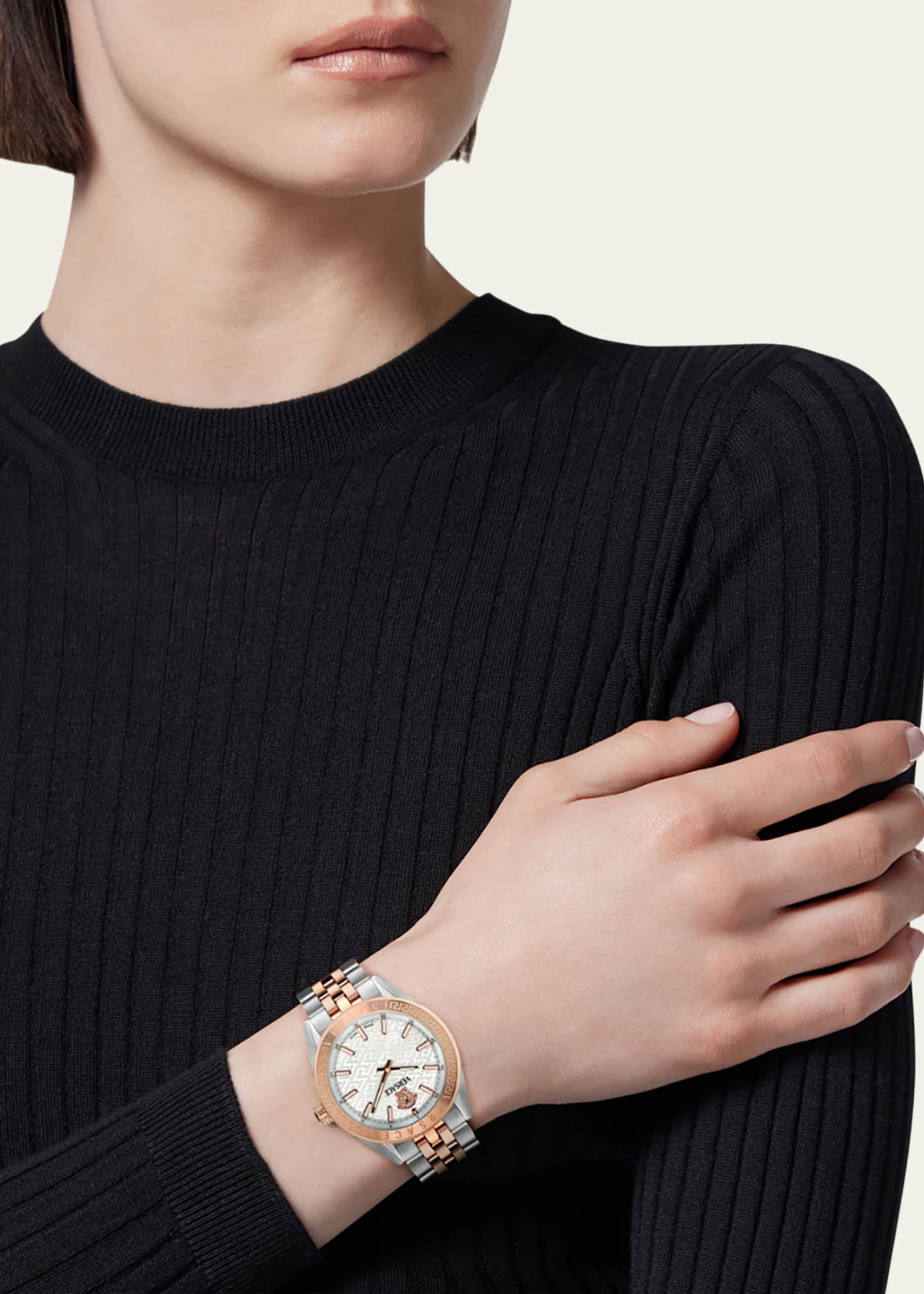 Versace 36mm V-Code Watch with Bracelet Strap, Two Tone Image 2 of 5