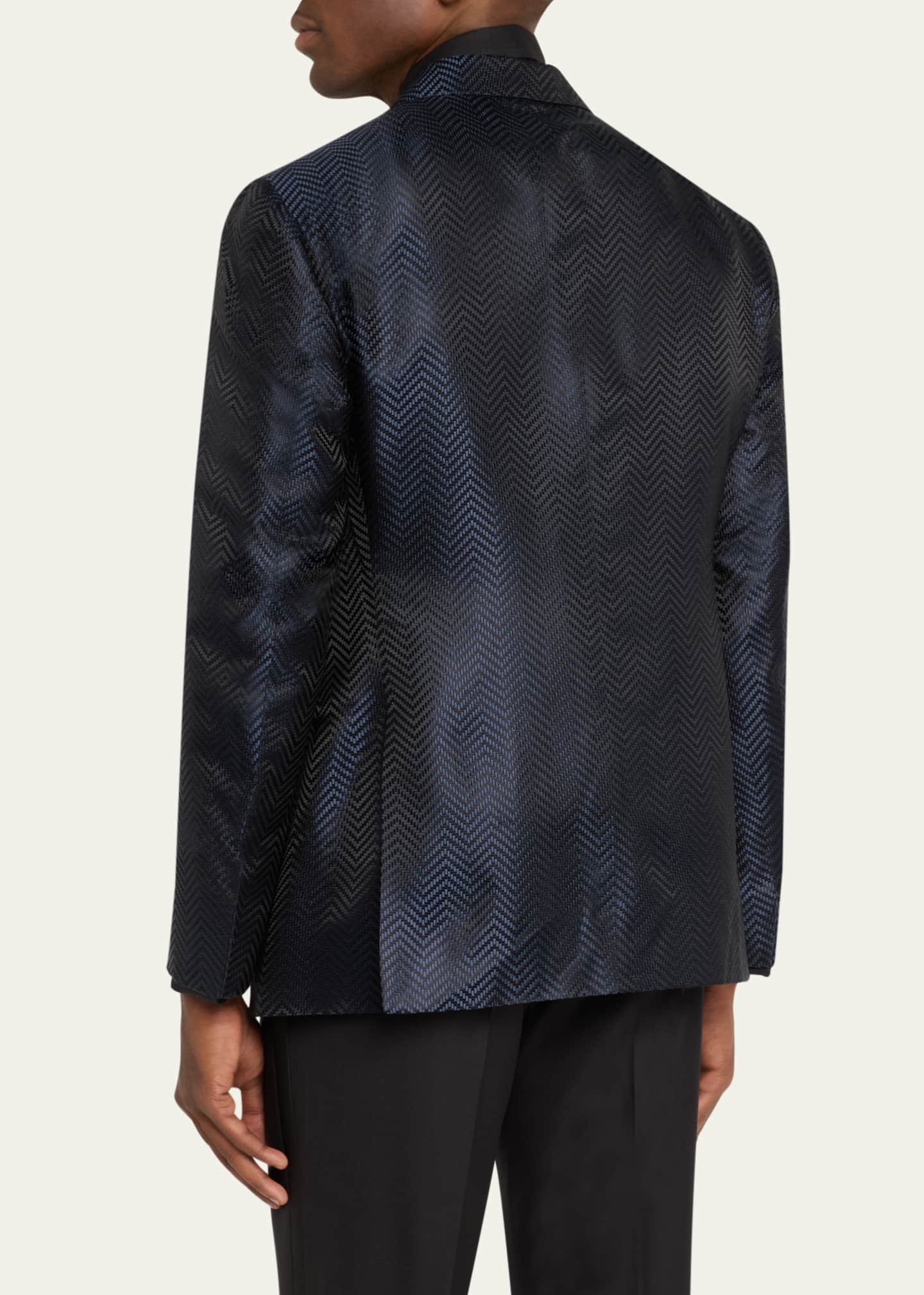 Giorgio Armani Men's Chevron Peak-Lapel Dinner Jacket Image 3 of 5