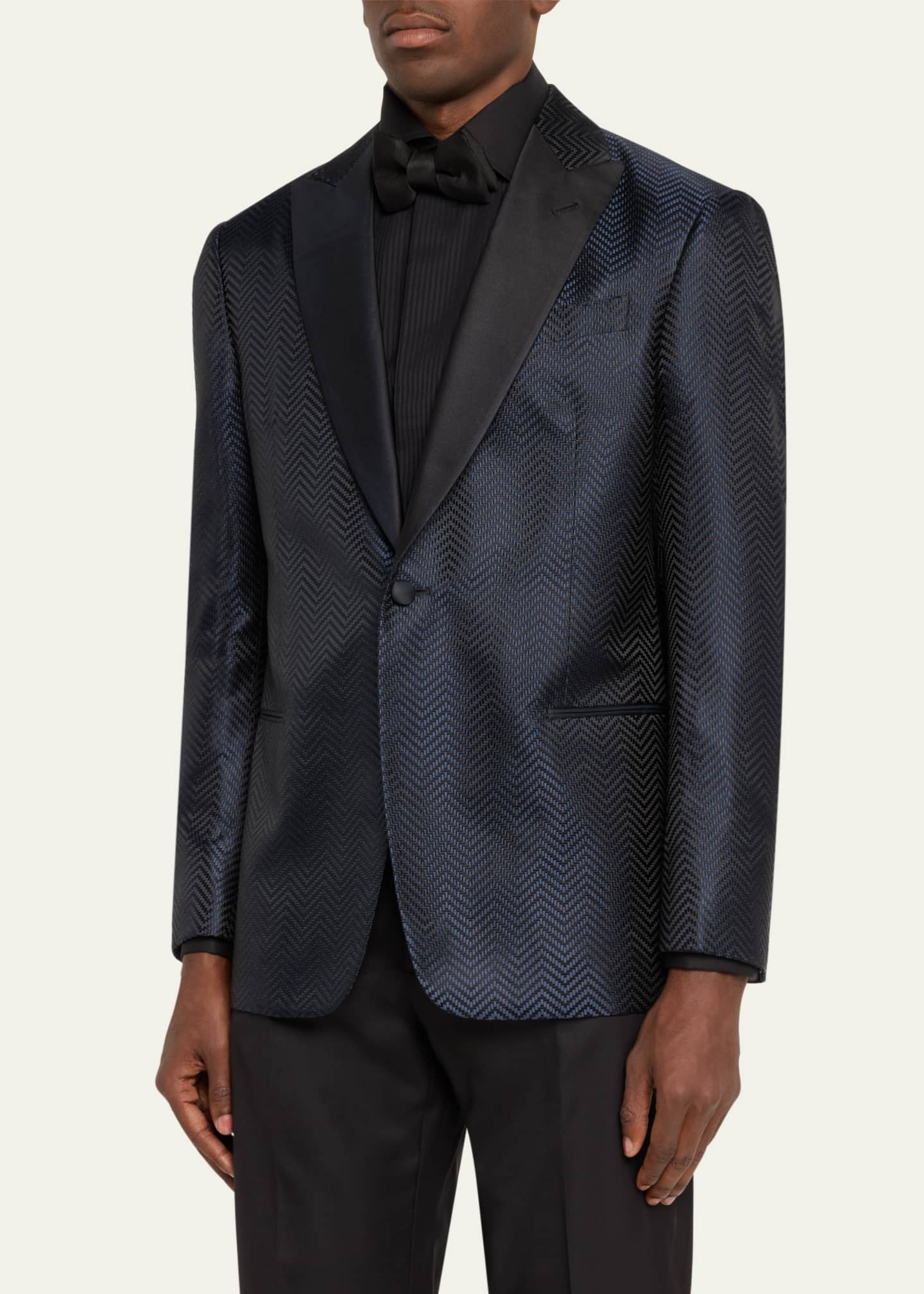 Giorgio Armani Men's Chevron Peak-Lapel Dinner Jacket Image 4 of 5