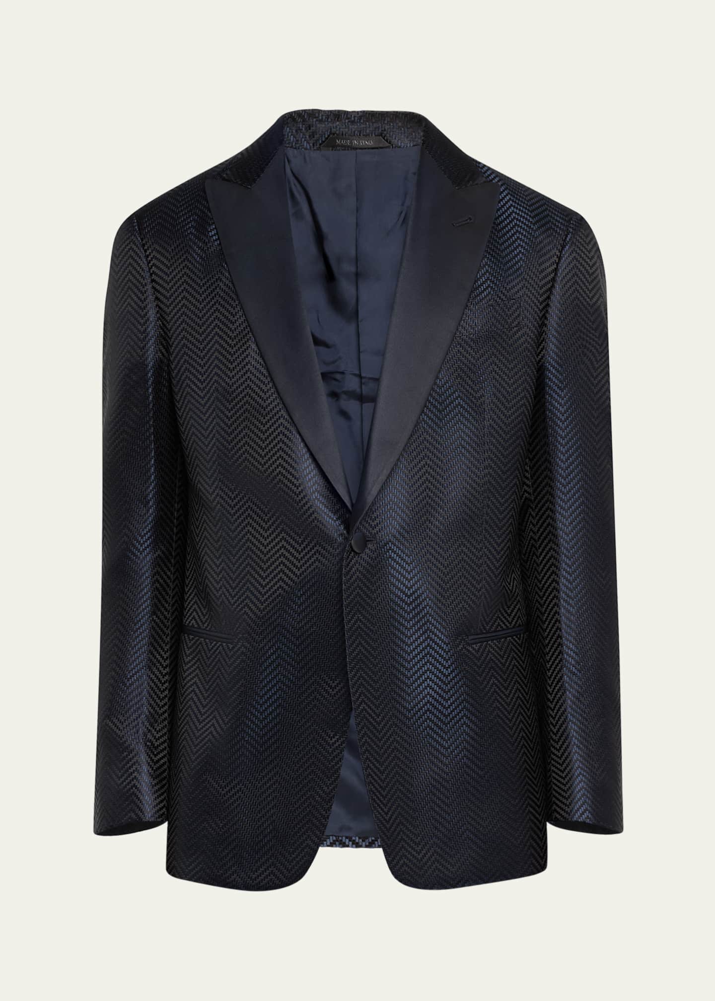Giorgio Armani Men's Chevron Peak-Lapel Dinner Jacket Image 1 of 5