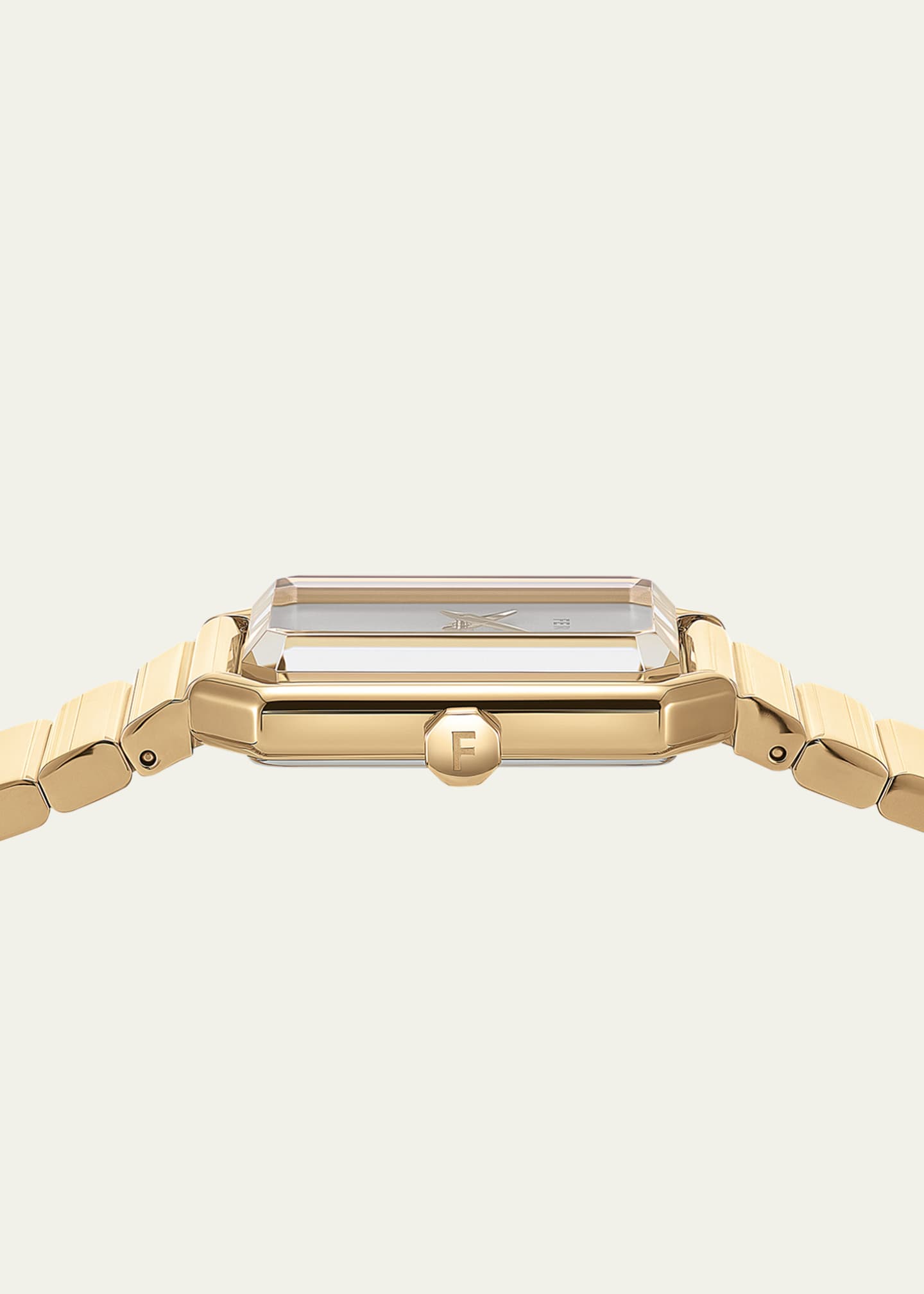 Ferragamo 26.5x33.5mm Ferragamo Crystal Watch with Silver Dial, Yellow Gold Image 2 of 4