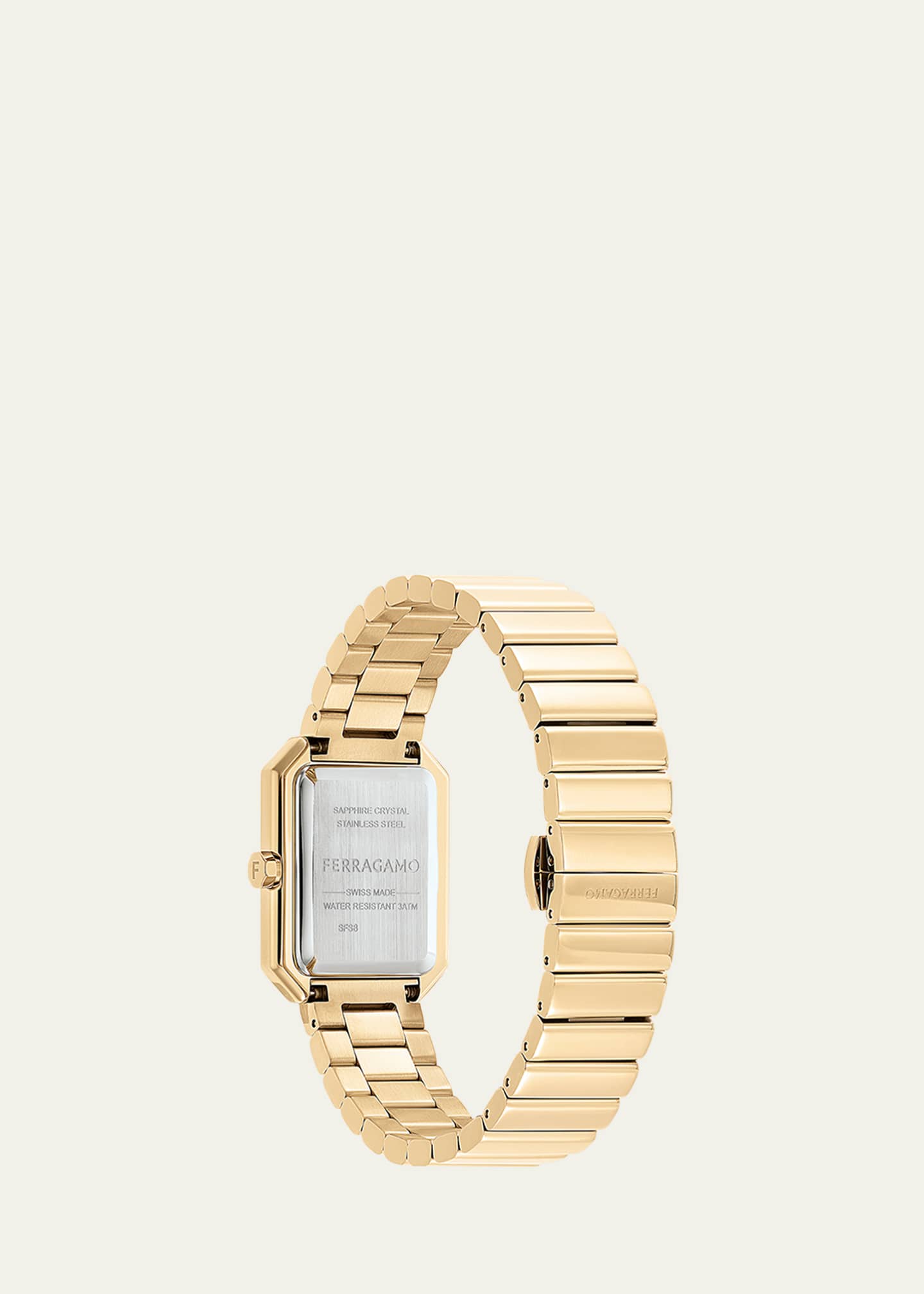 Ferragamo 26.5x33.5mm Ferragamo Crystal Watch with Silver Dial, Yellow Gold Image 3 of 4