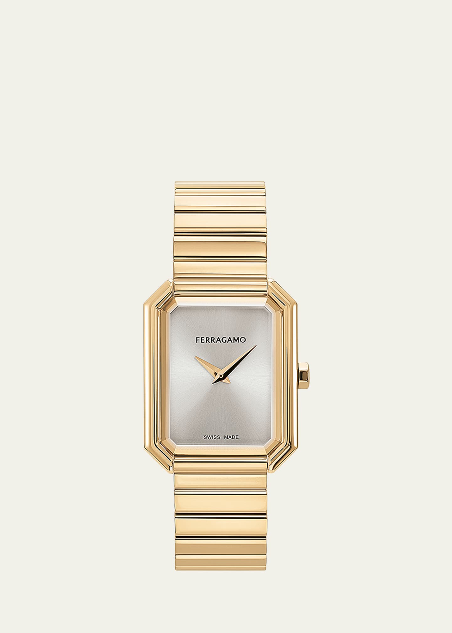 Ferragamo 26.5x33.5mm Ferragamo Crystal Watch with Silver Dial, Yellow Gold Image 1 of 4