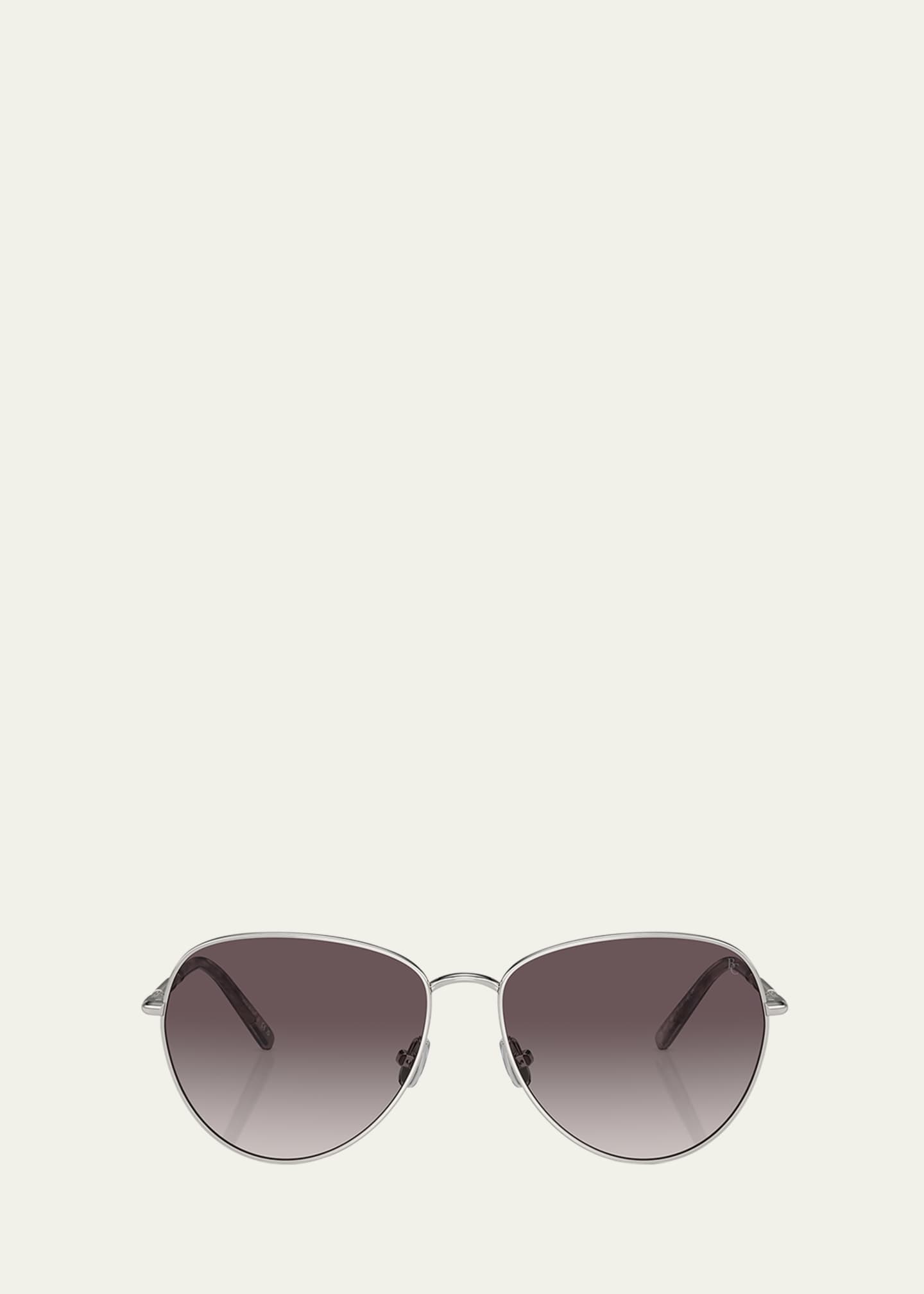 Brunello Cucinelli Oversized Titanium & Plastic Aviator Sunglasses Image 1 of 3