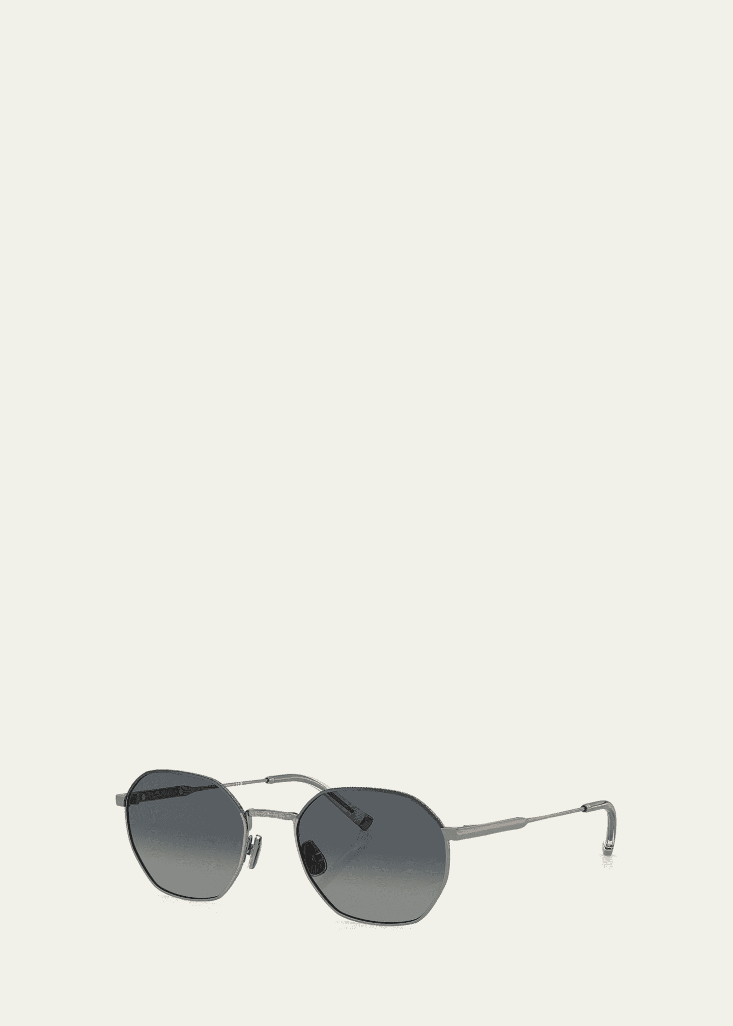 Brunello Cucinelli Semi-Rimmed Titanium Round Sunglasses Image 2 of 3