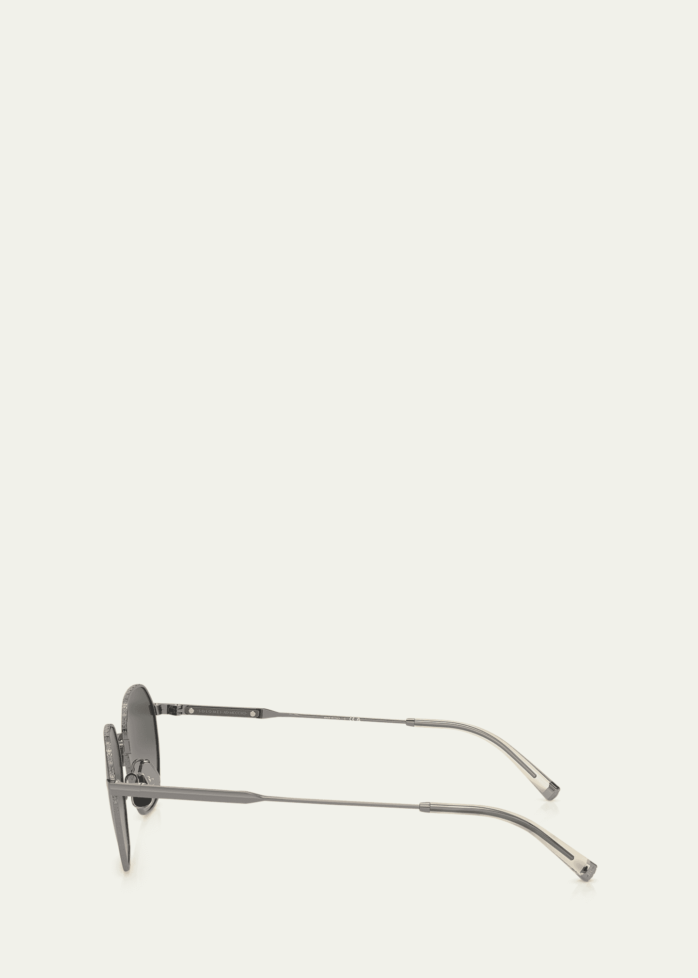 Brunello Cucinelli Semi-Rimmed Titanium Round Sunglasses Image 3 of 3