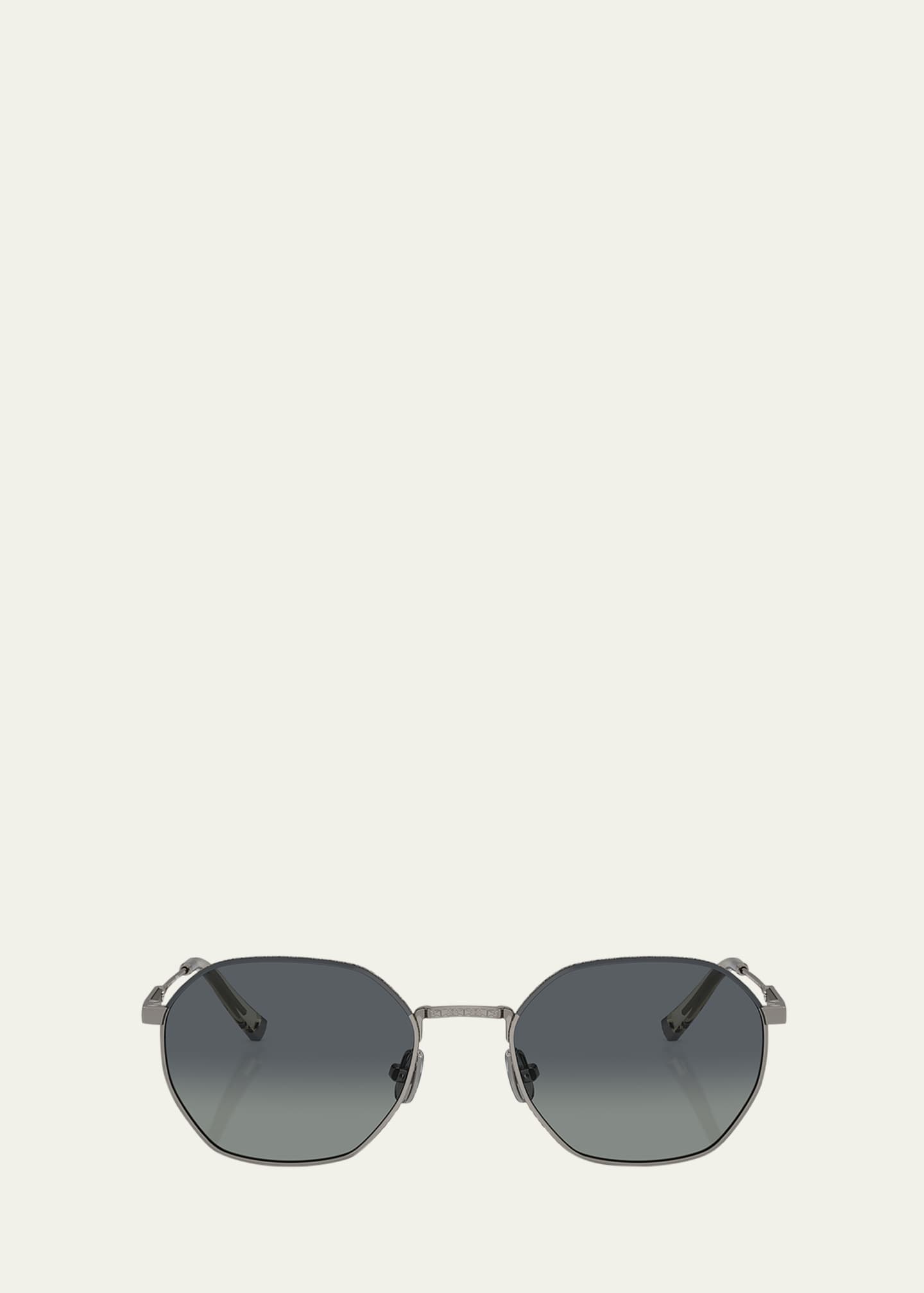 Brunello Cucinelli Semi-Rimmed Titanium Round Sunglasses Image 1 of 3