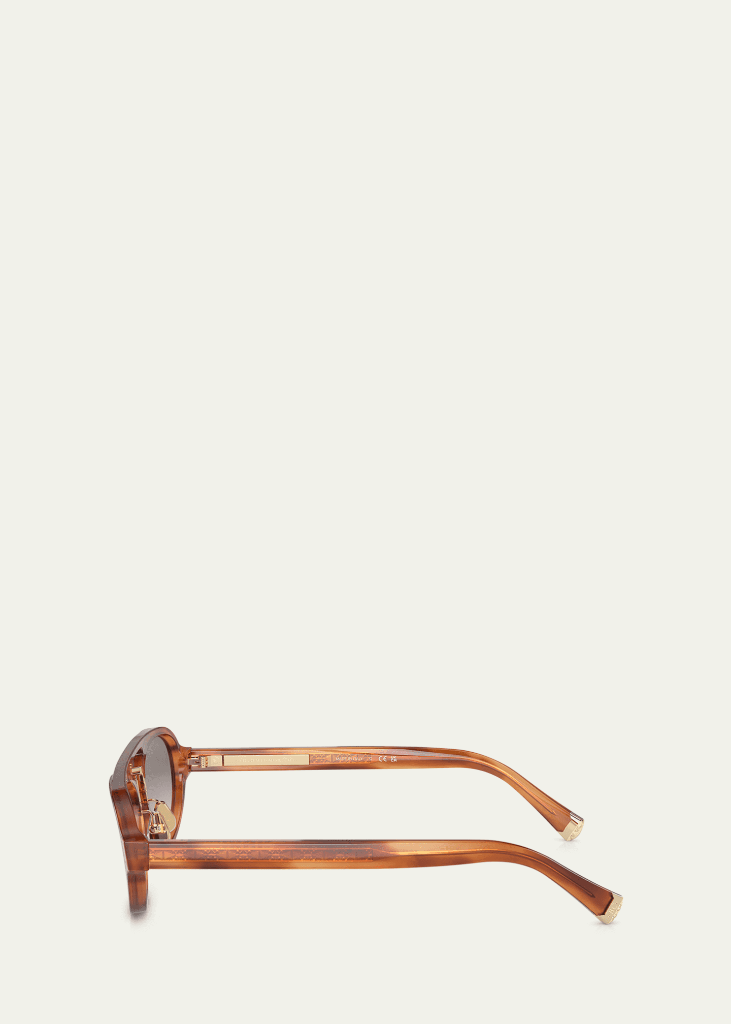 Brunello Cucinelli Engraved Acetate Oval Aviator Sunglasses Image 3 of 3