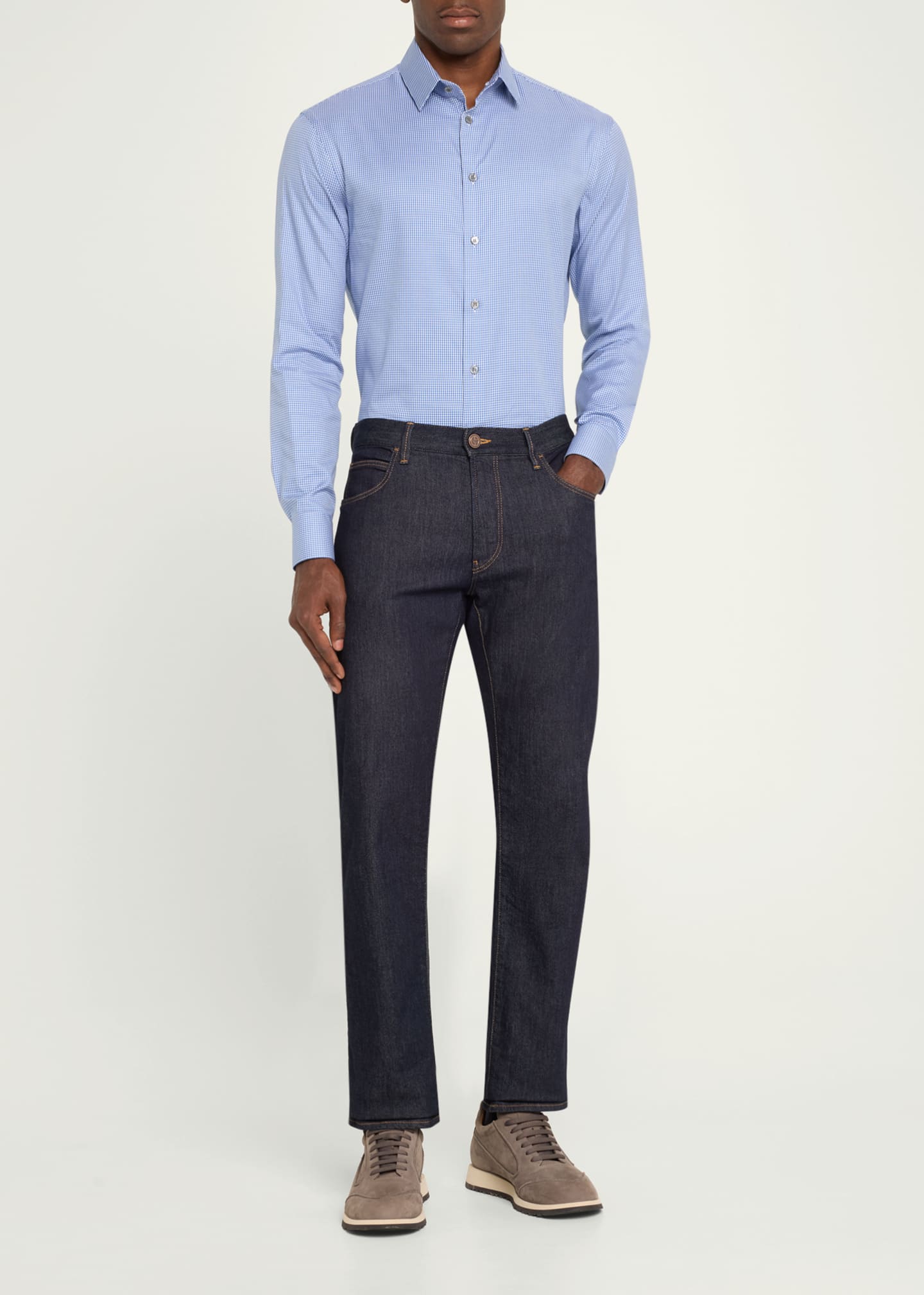 Giorgio Armani Men's Gingham Sport Shirt Image 2 of 5