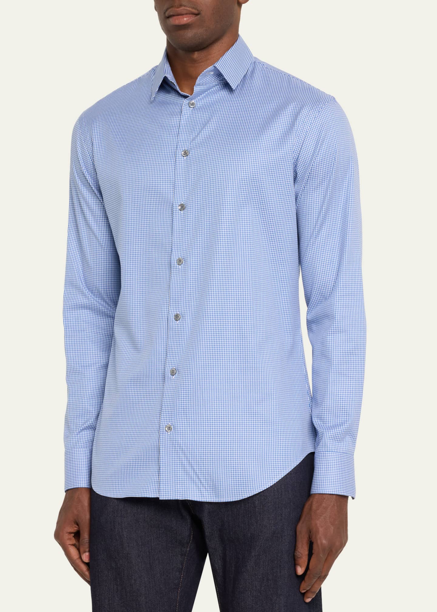 Giorgio Armani Men's Gingham Sport Shirt Image 4 of 5