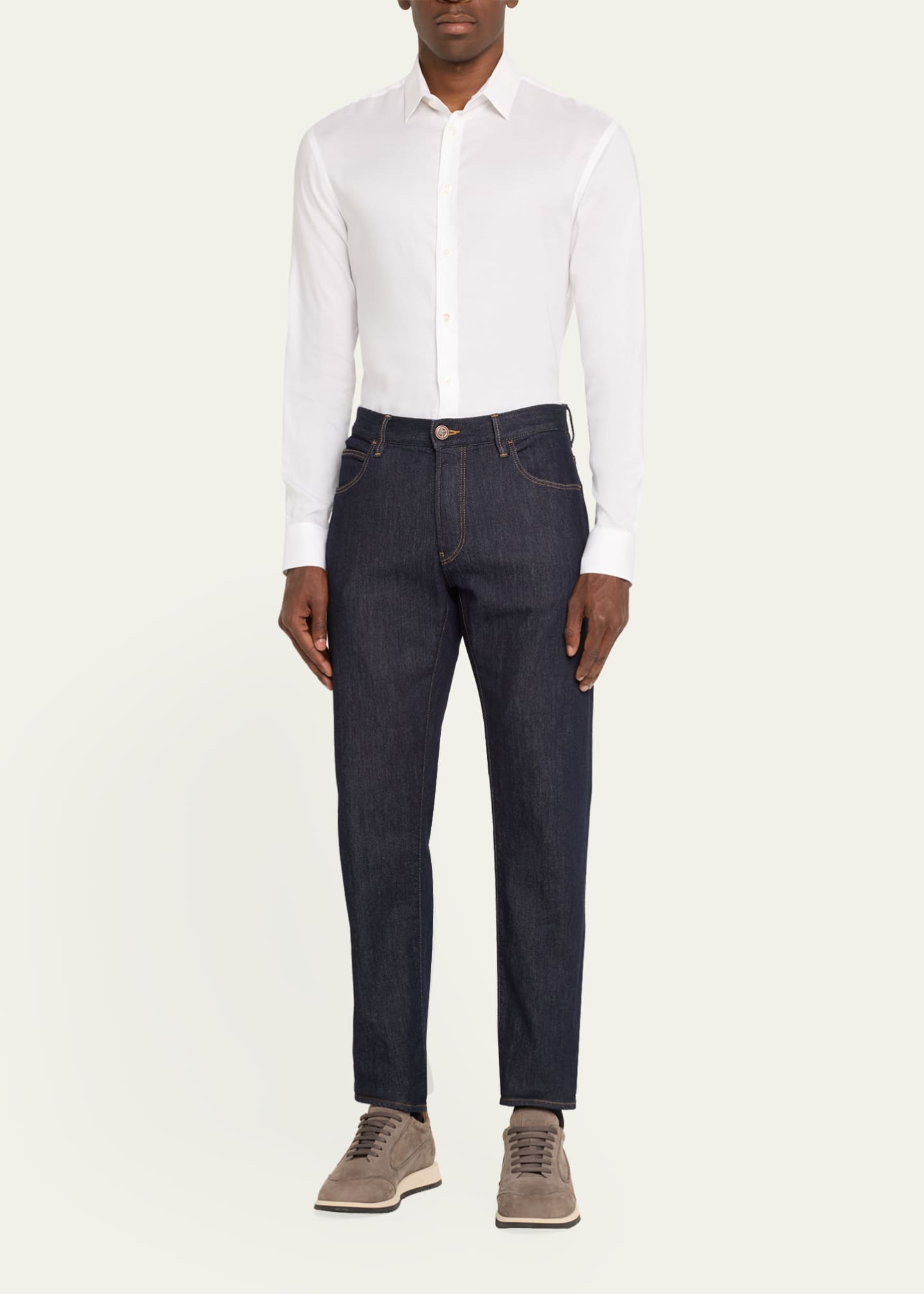 Giorgio Armani Men's Solid Tencel Sport Shirt Image 2 of 5